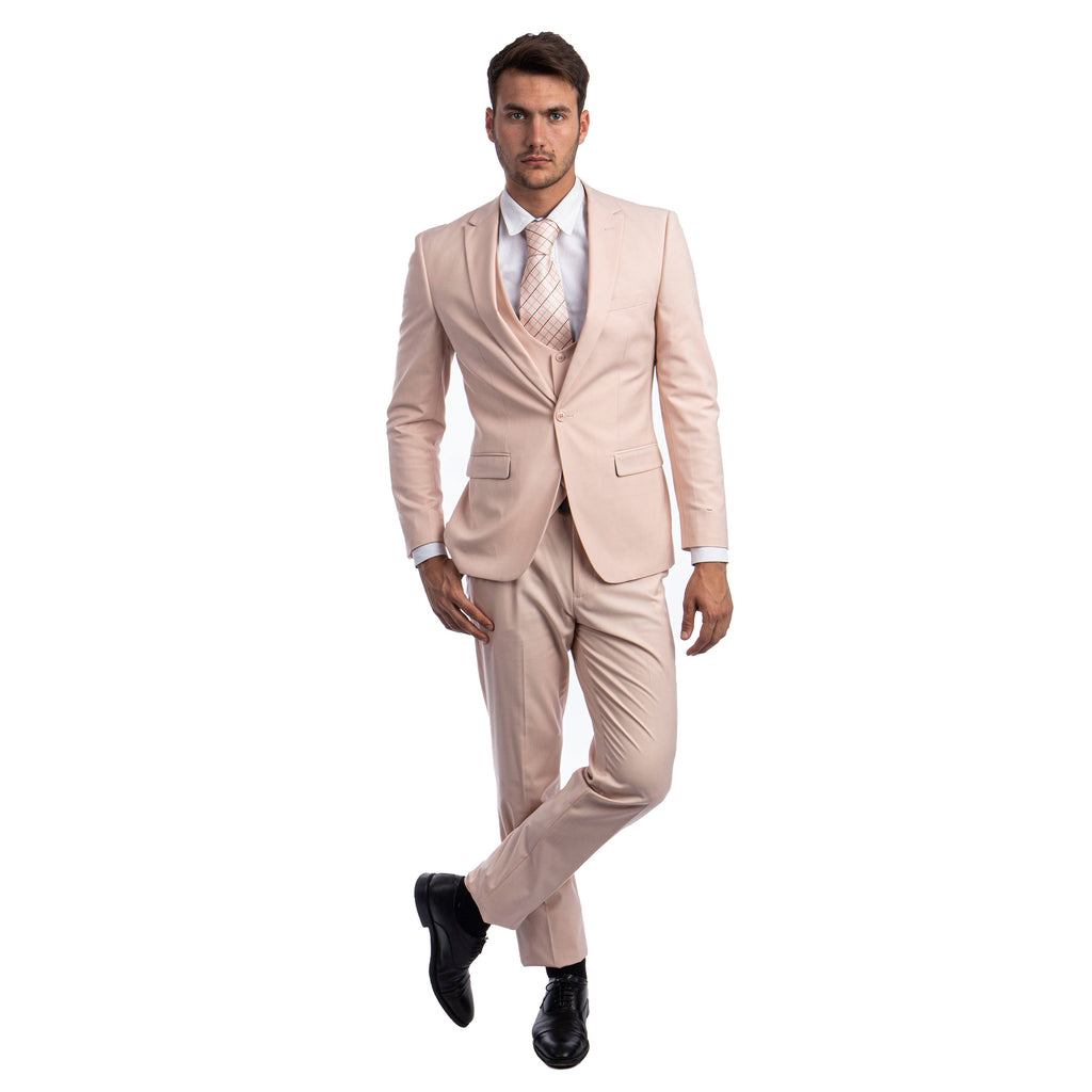 Black Men's Ultra Slim-Fit 3pc Suit w/ Expandable Waistband