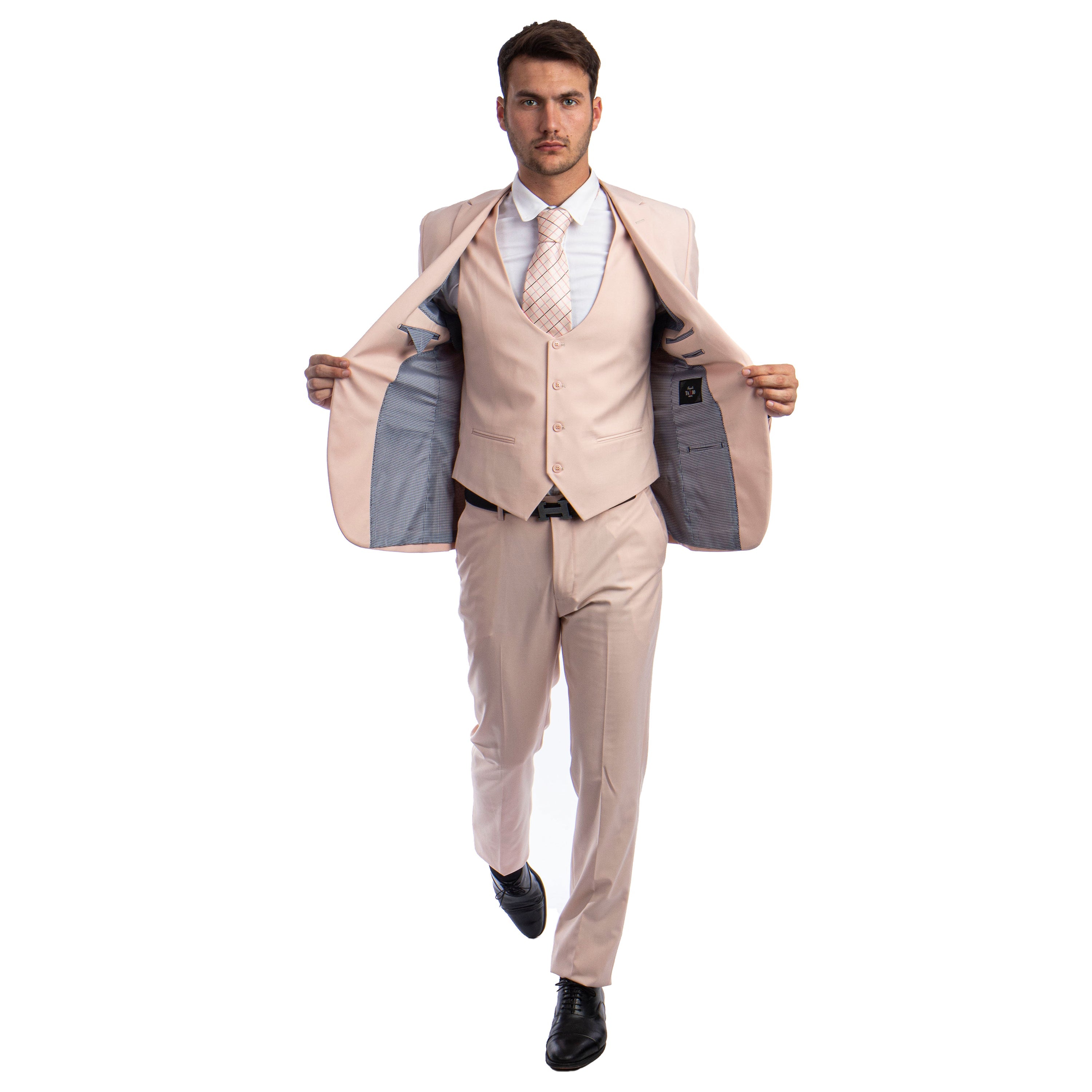 Black Men's Ultra Slim-Fit 3pc Suit w/ Expandable Waistband