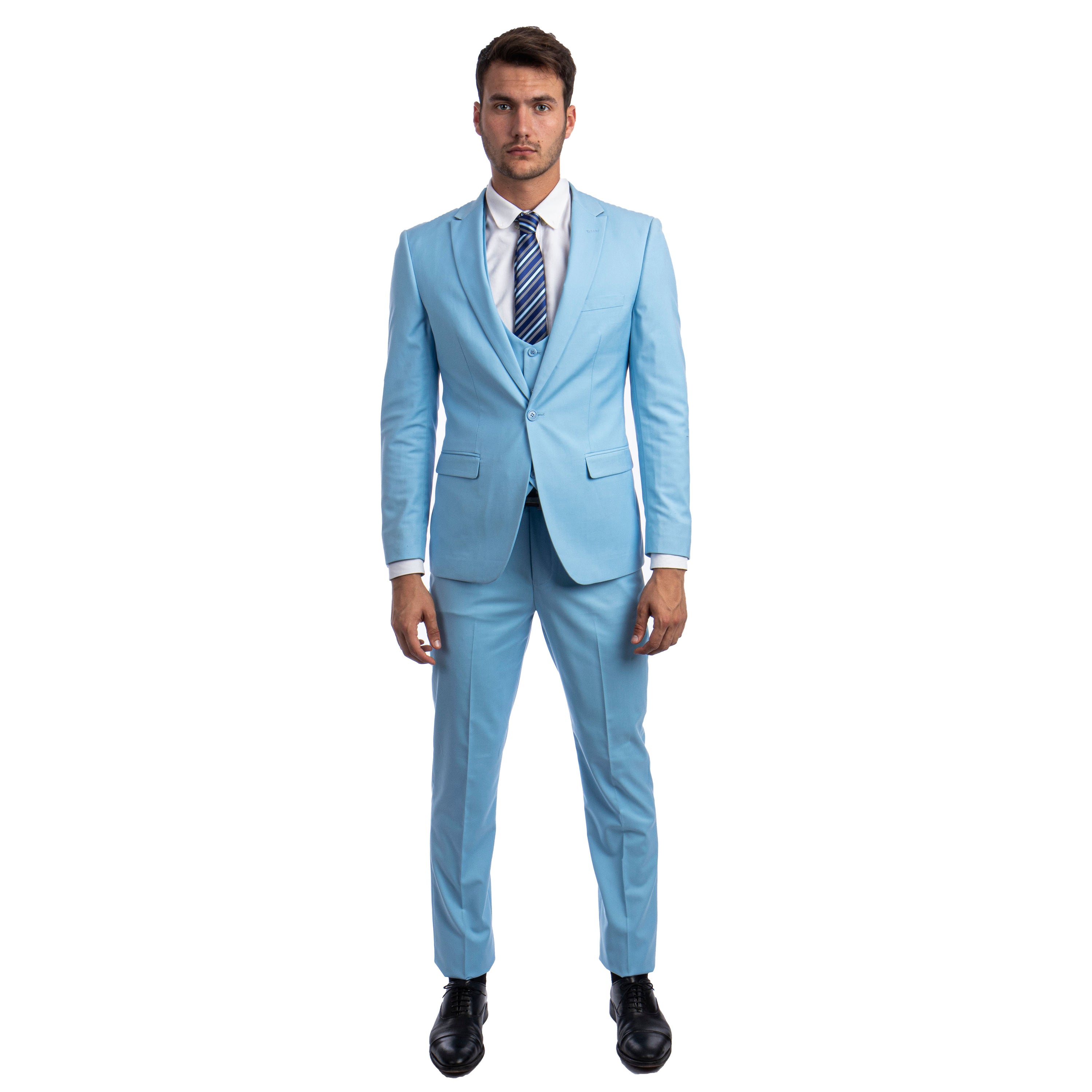 Black Men's Ultra Slim-Fit 3pc Suit w/ Expandable Waistband