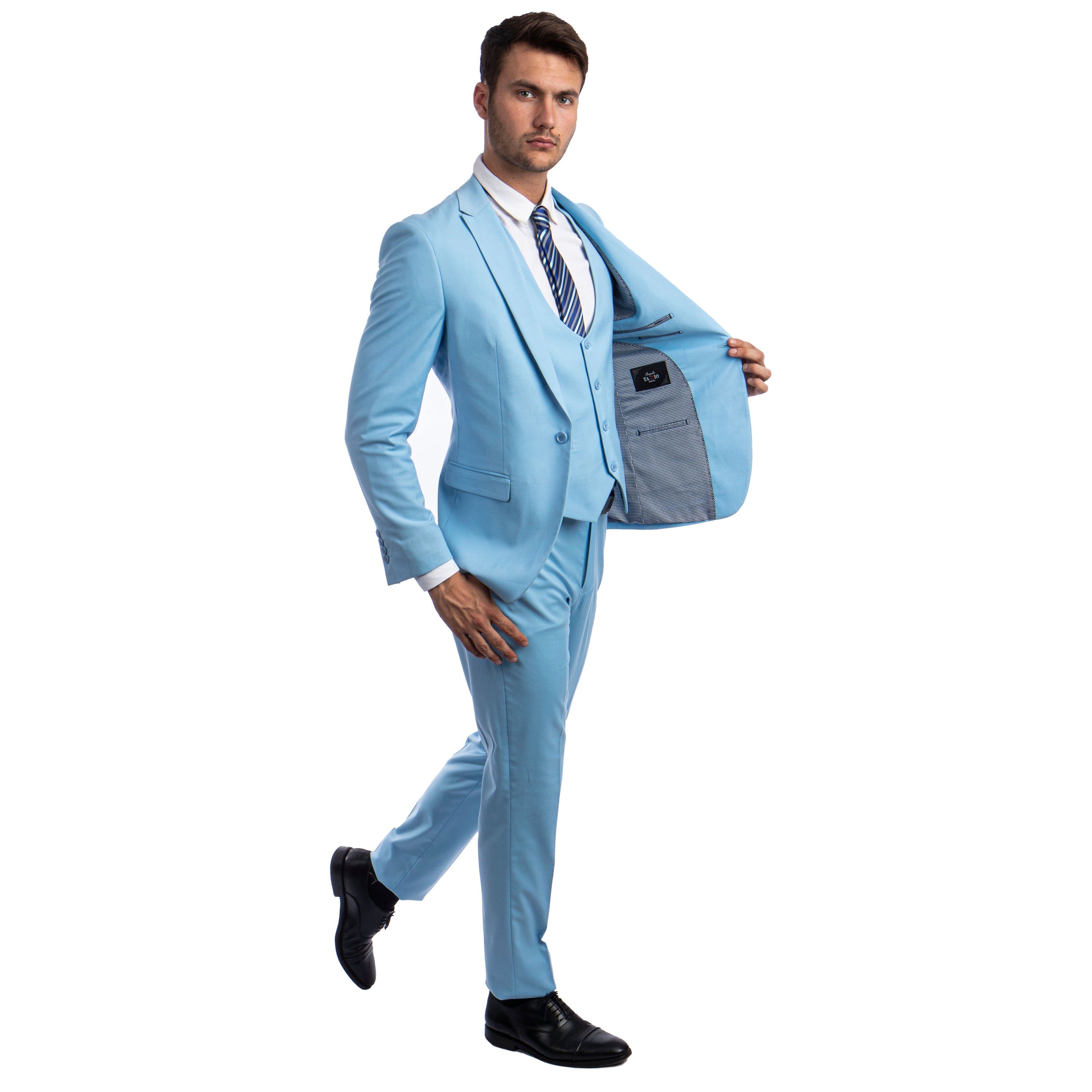 Black Men's Ultra Slim-Fit 3pc Suit w/ Expandable Waistband