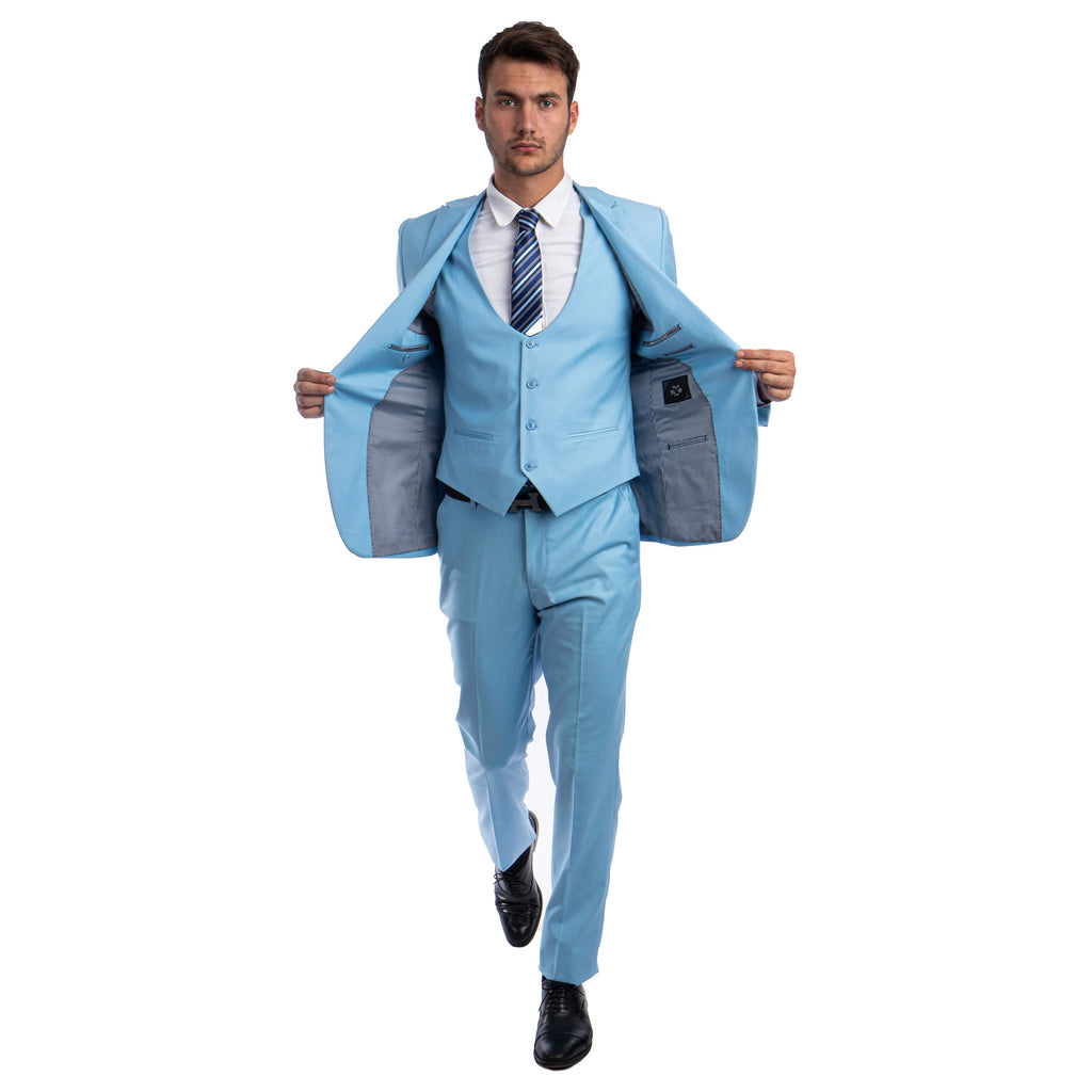 Black Men's Ultra Slim-Fit 3pc Suit w/ Expandable Waistband