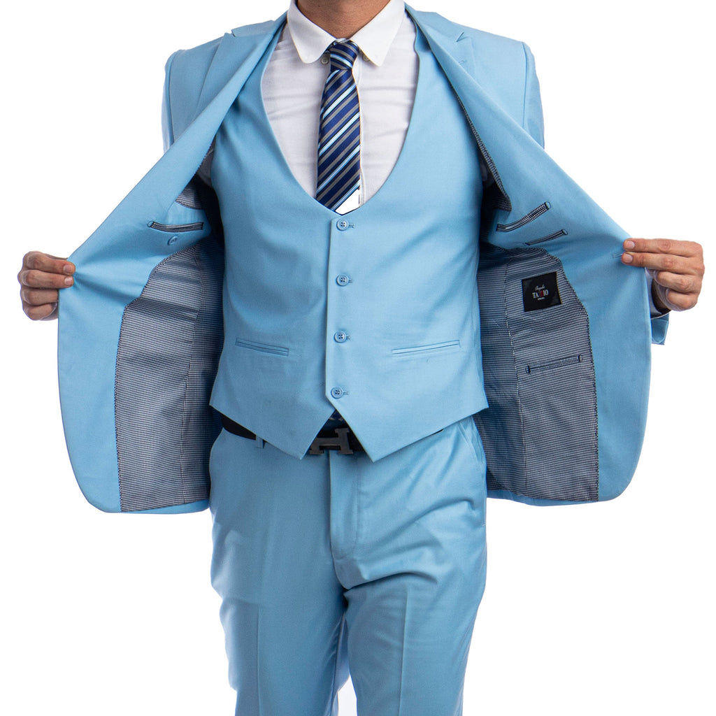 Black Men's Ultra Slim-Fit 3pc Suit w/ Expandable Waistband