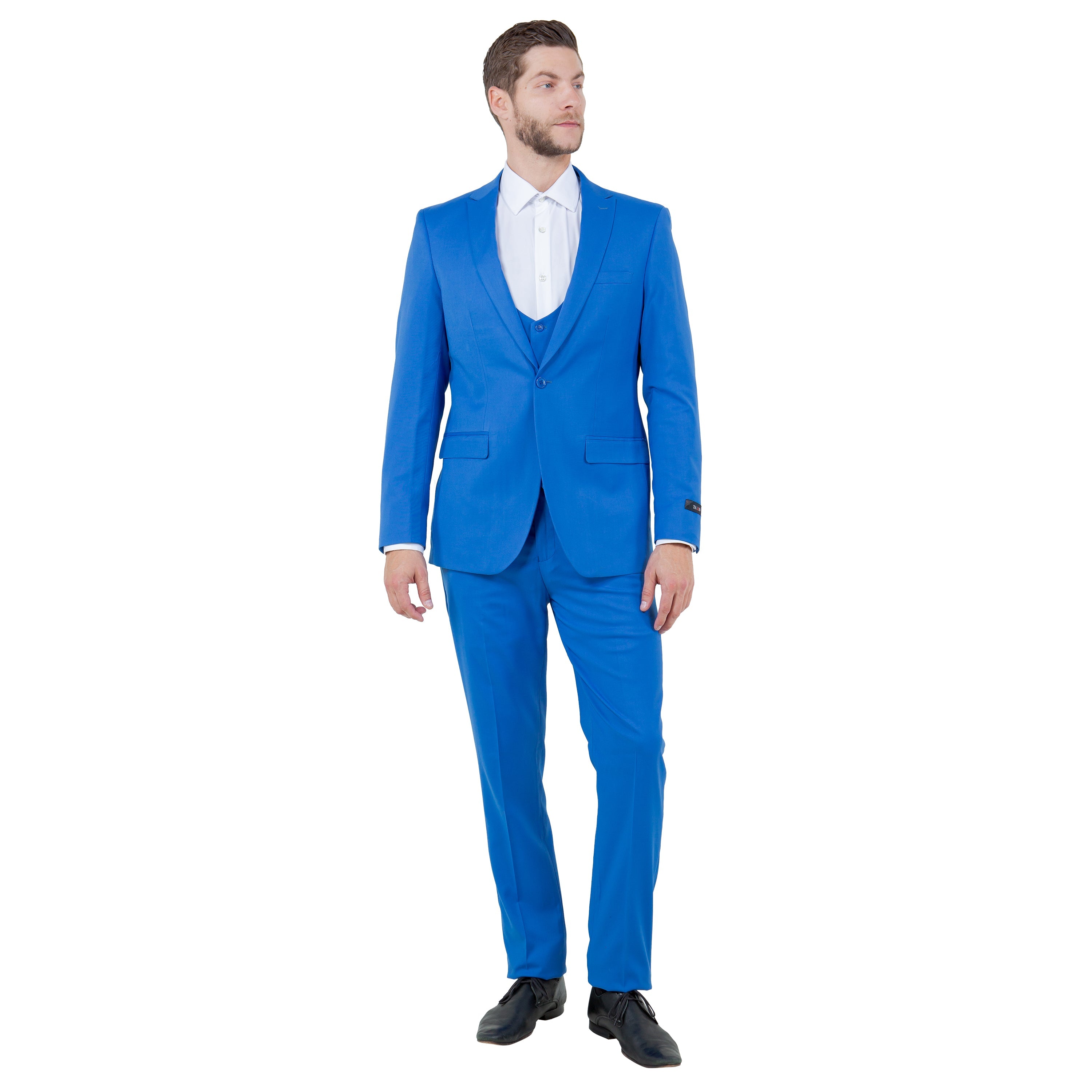 Black Men's Ultra Slim-Fit 3pc Suit w/ Expandable Waistband