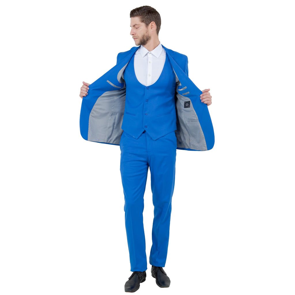 Black Men's Ultra Slim-Fit 3pc Suit w/ Expandable Waistband