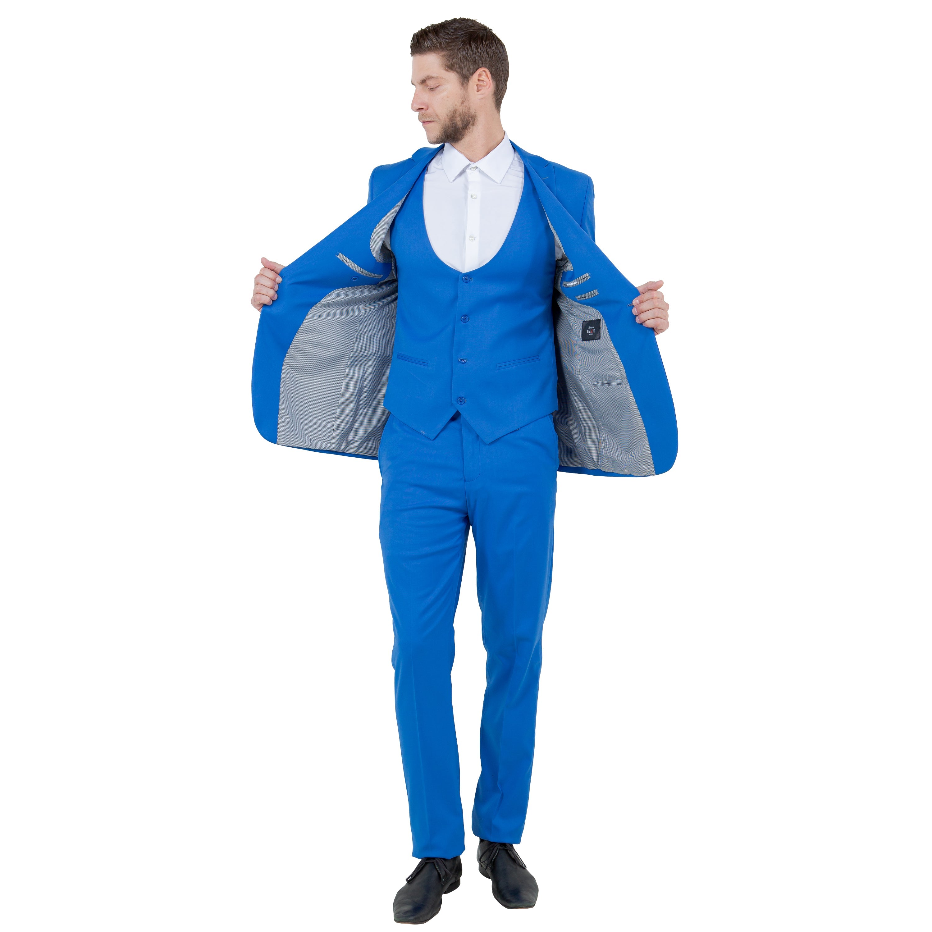 Black Men's Ultra Slim-Fit 3pc Suit w/ Expandable Waistband