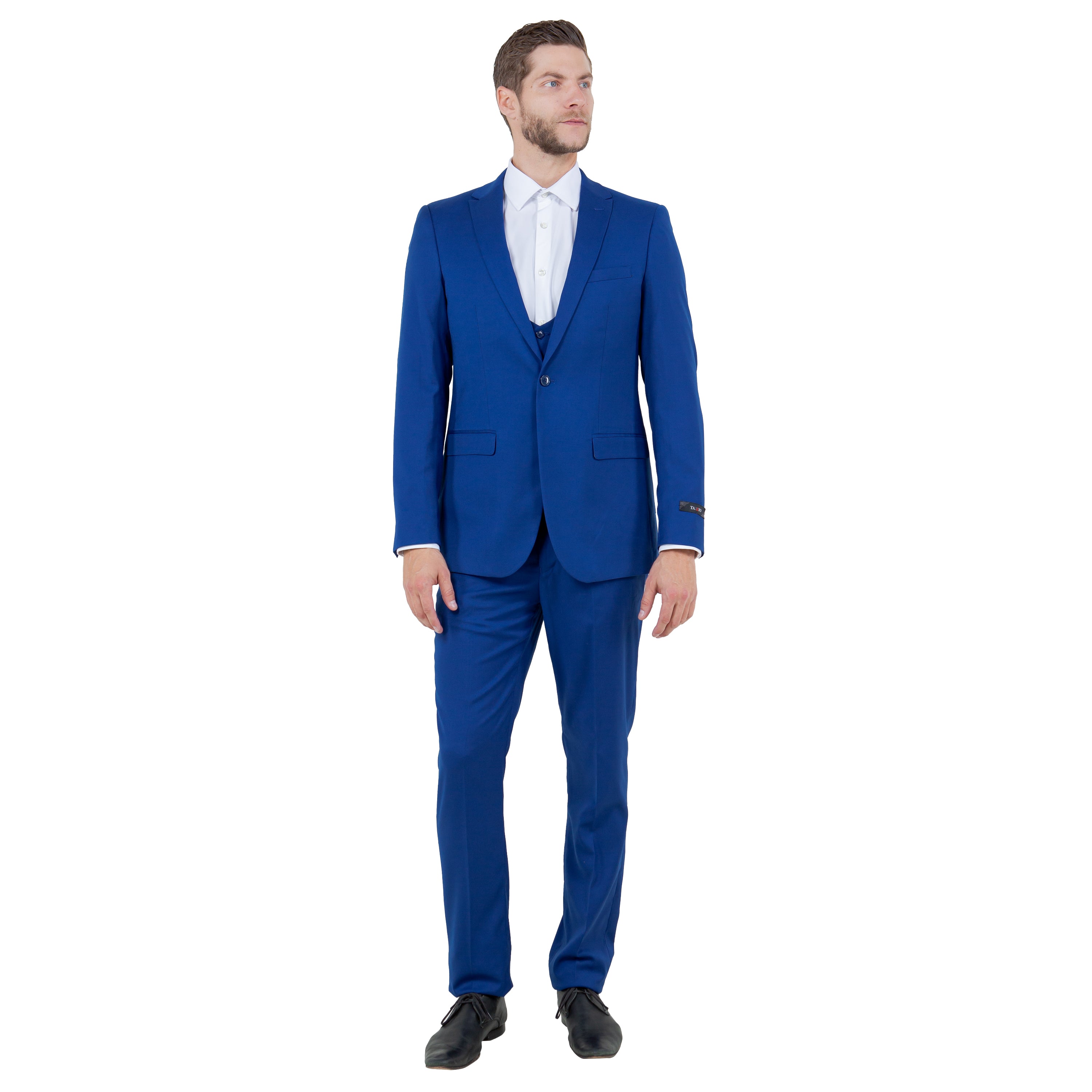 Black Men's Ultra Slim-Fit 3pc Suit w/ Expandable Waistband