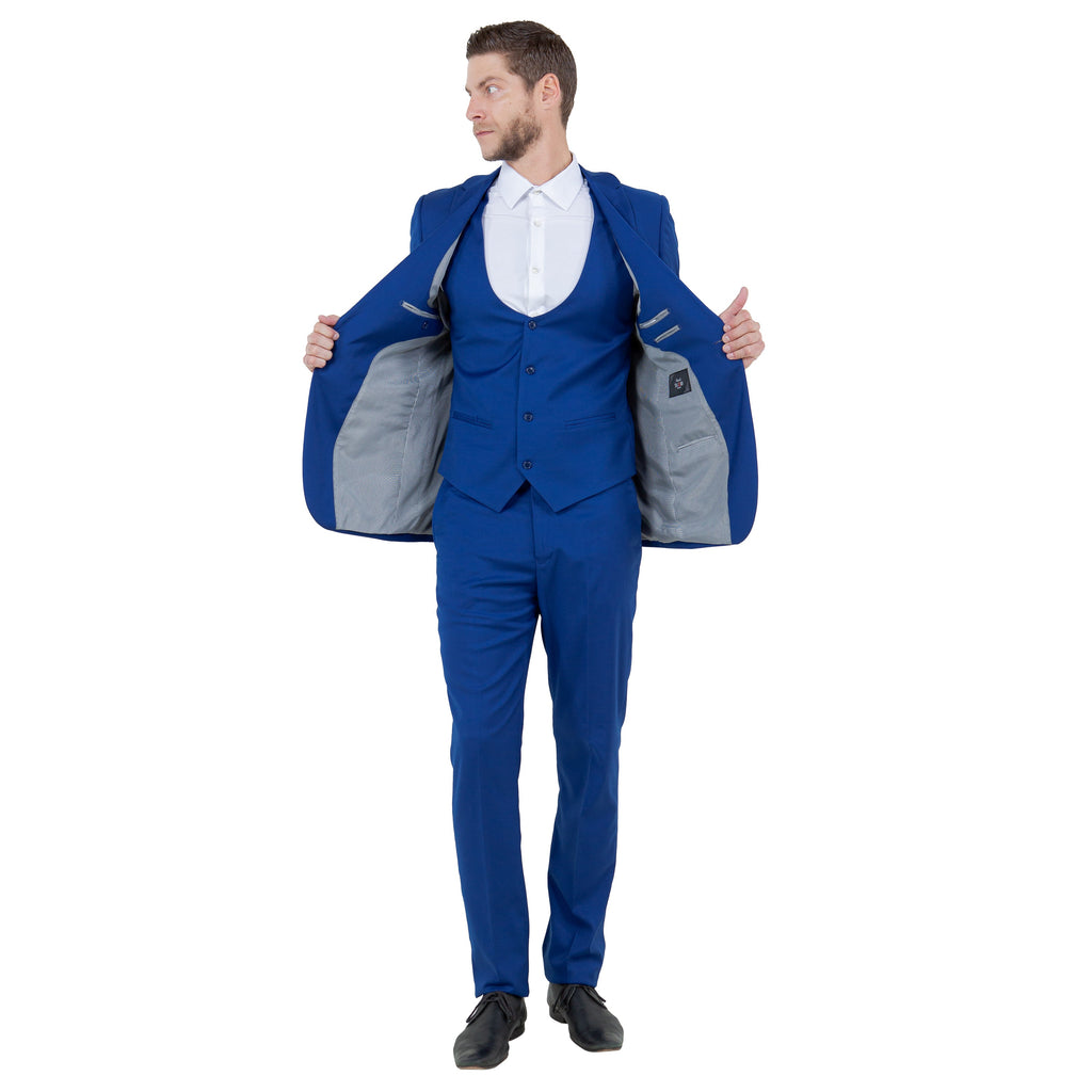 Black Men's Ultra Slim-Fit 3pc Suit w/ Expandable Waistband