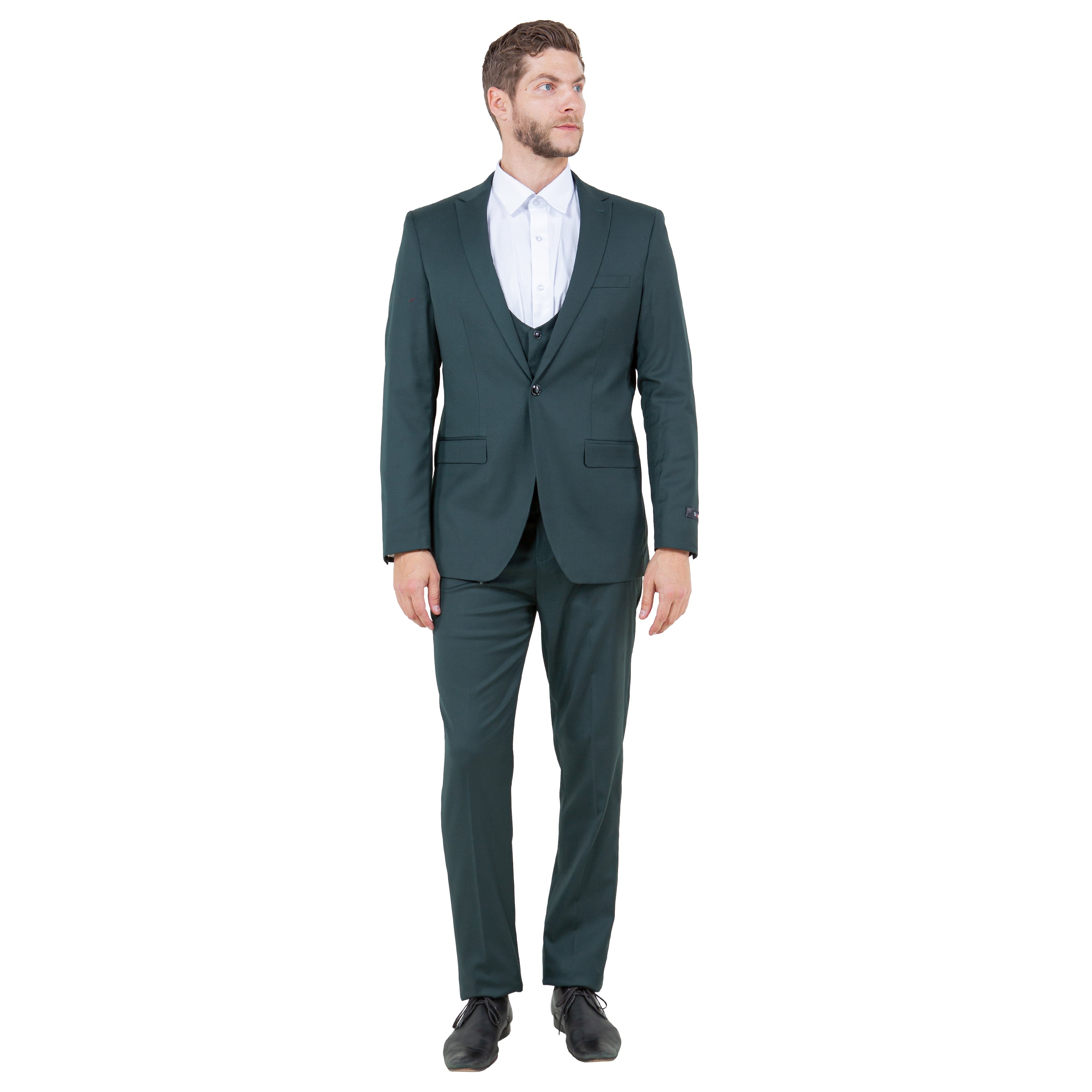 Black Men's Ultra Slim-Fit 3pc Suit w/ Expandable Waistband
