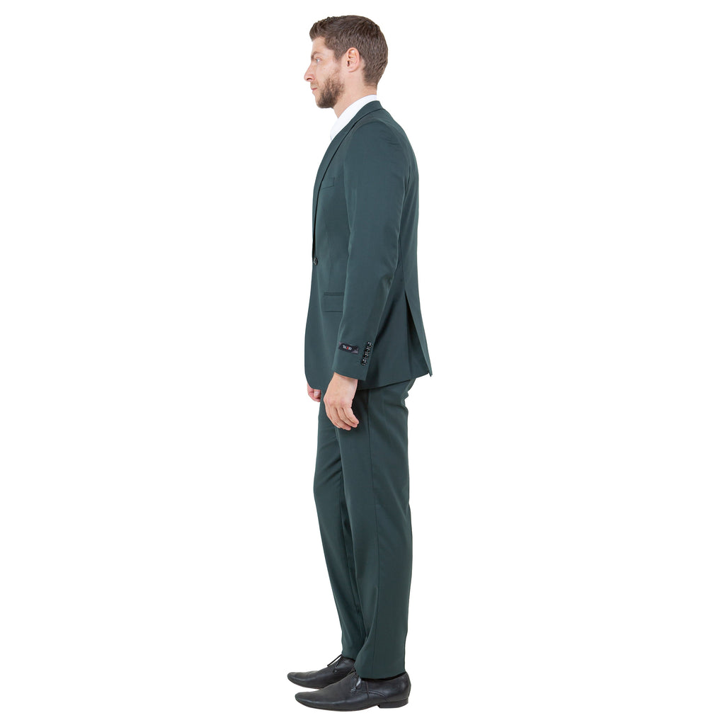 Black Men's Ultra Slim-Fit 3pc Suit w/ Expandable Waistband