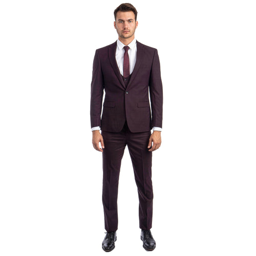 Blue Men's Ultra Slim-Fit 3-Piece Glen Check Suit