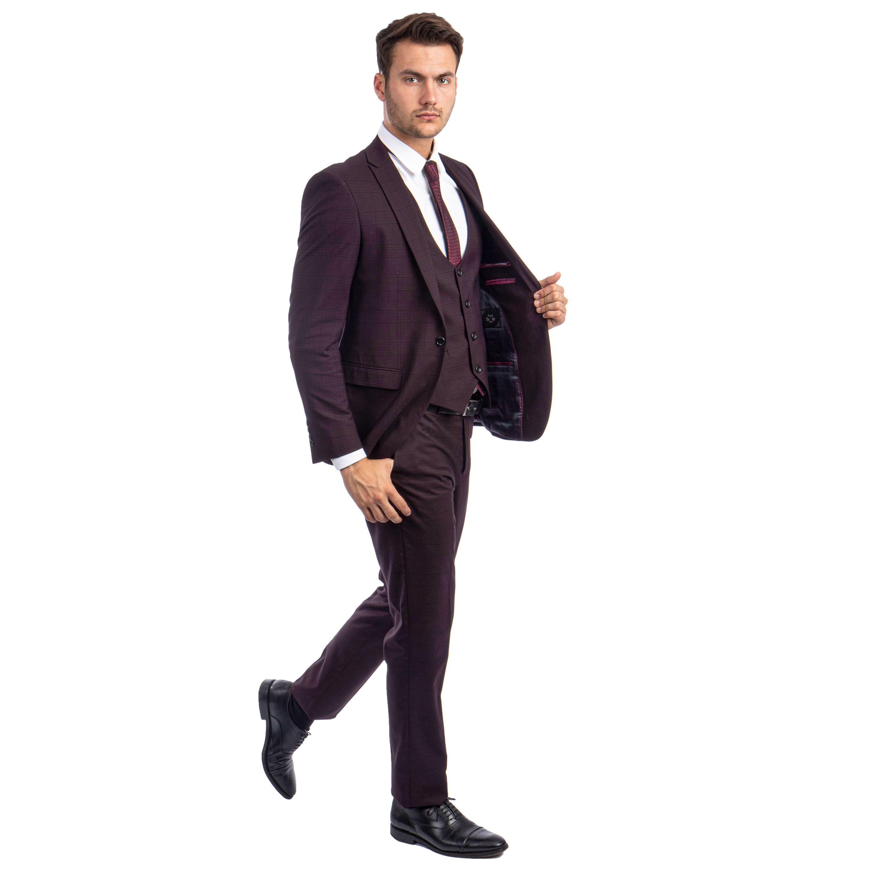 Blue Men's Ultra Slim-Fit 3-Piece Glen Check Suit