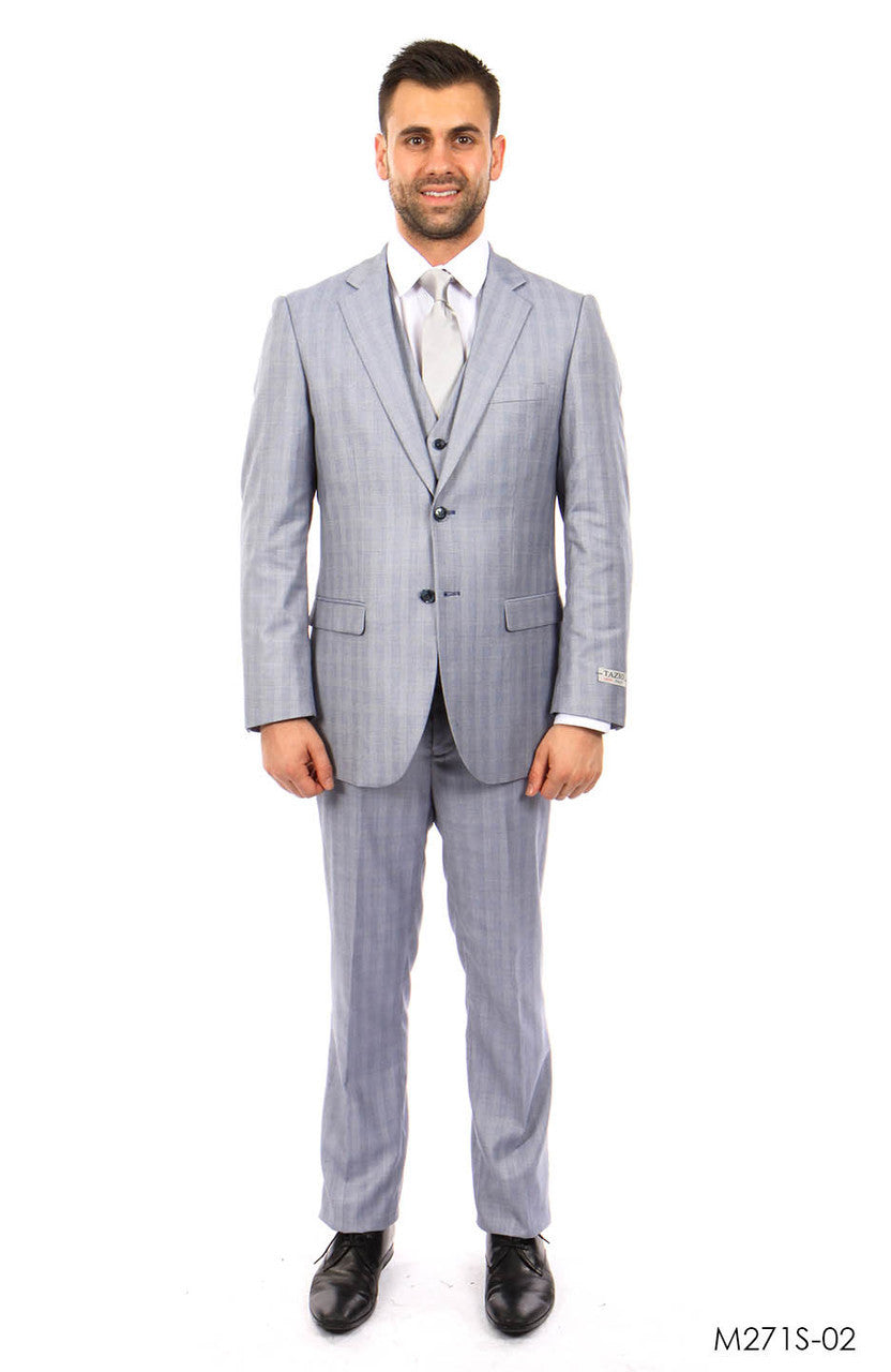 Dk. Blue Pinstripe tone on tone 3-PC Slim Fit Suits