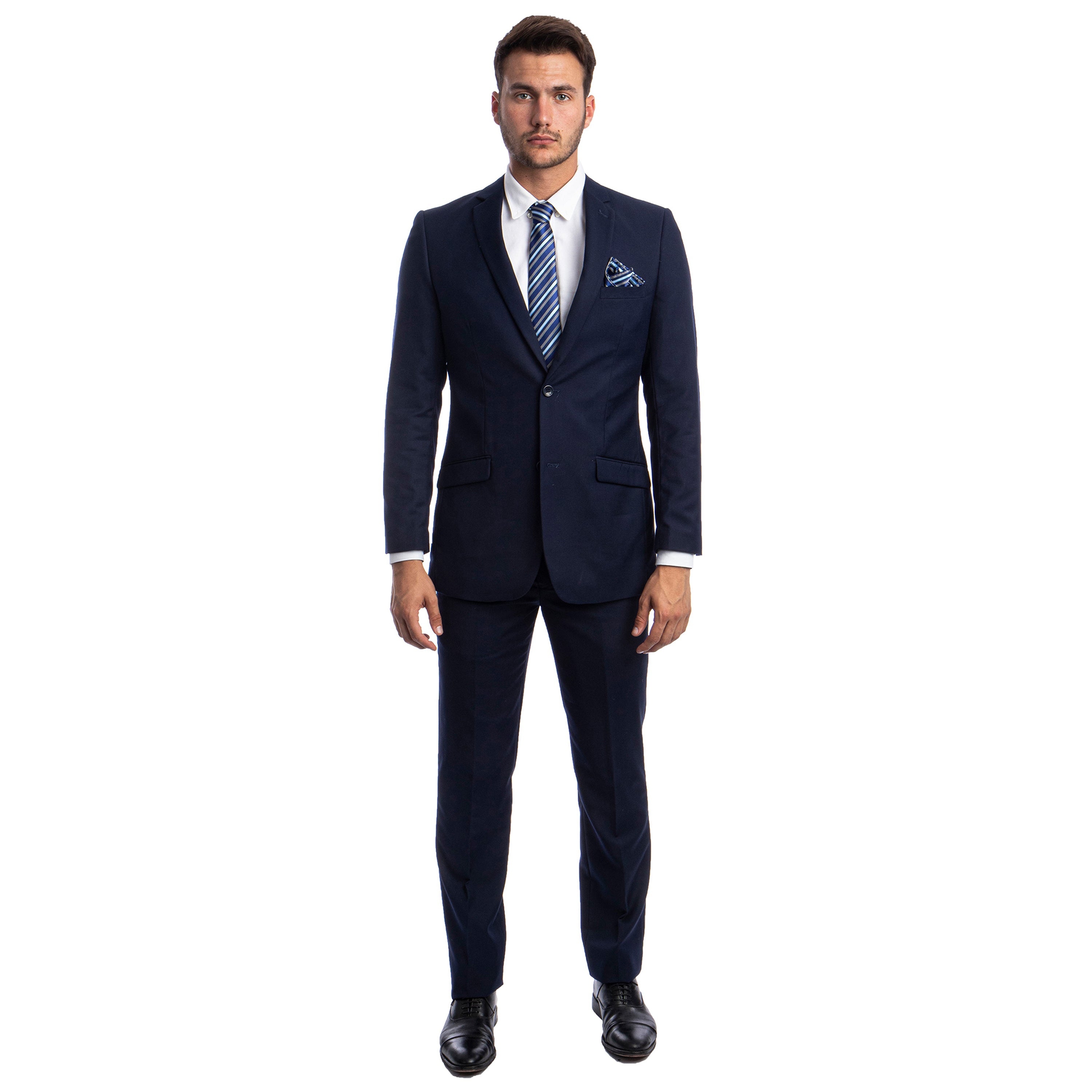 Black Men's Hybrid-Fit 3pc Paisley Suit w/ Wide Black Shawl Collar