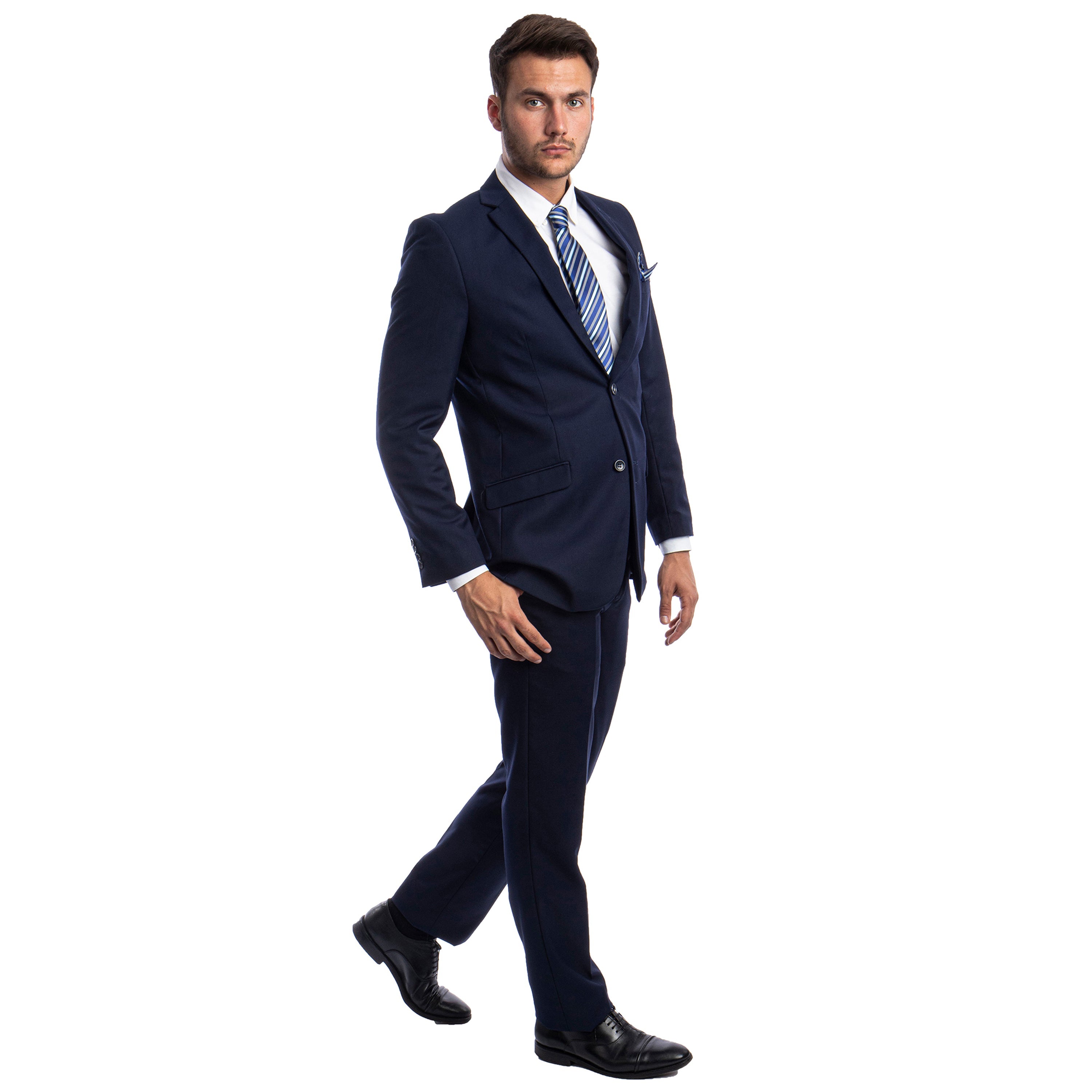 Black Men's Hybrid-Fit 3pc Paisley Suit w/ Wide Black Shawl Collar