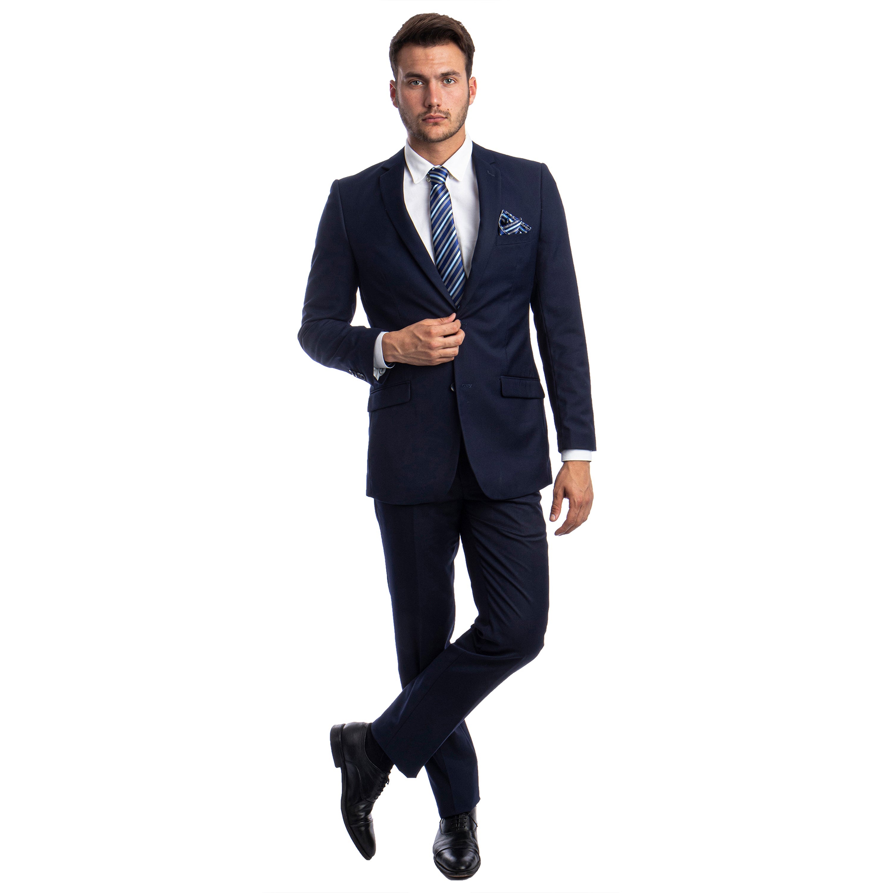 Black Men's Hybrid-Fit 3pc Paisley Suit w/ Wide Black Shawl Collar