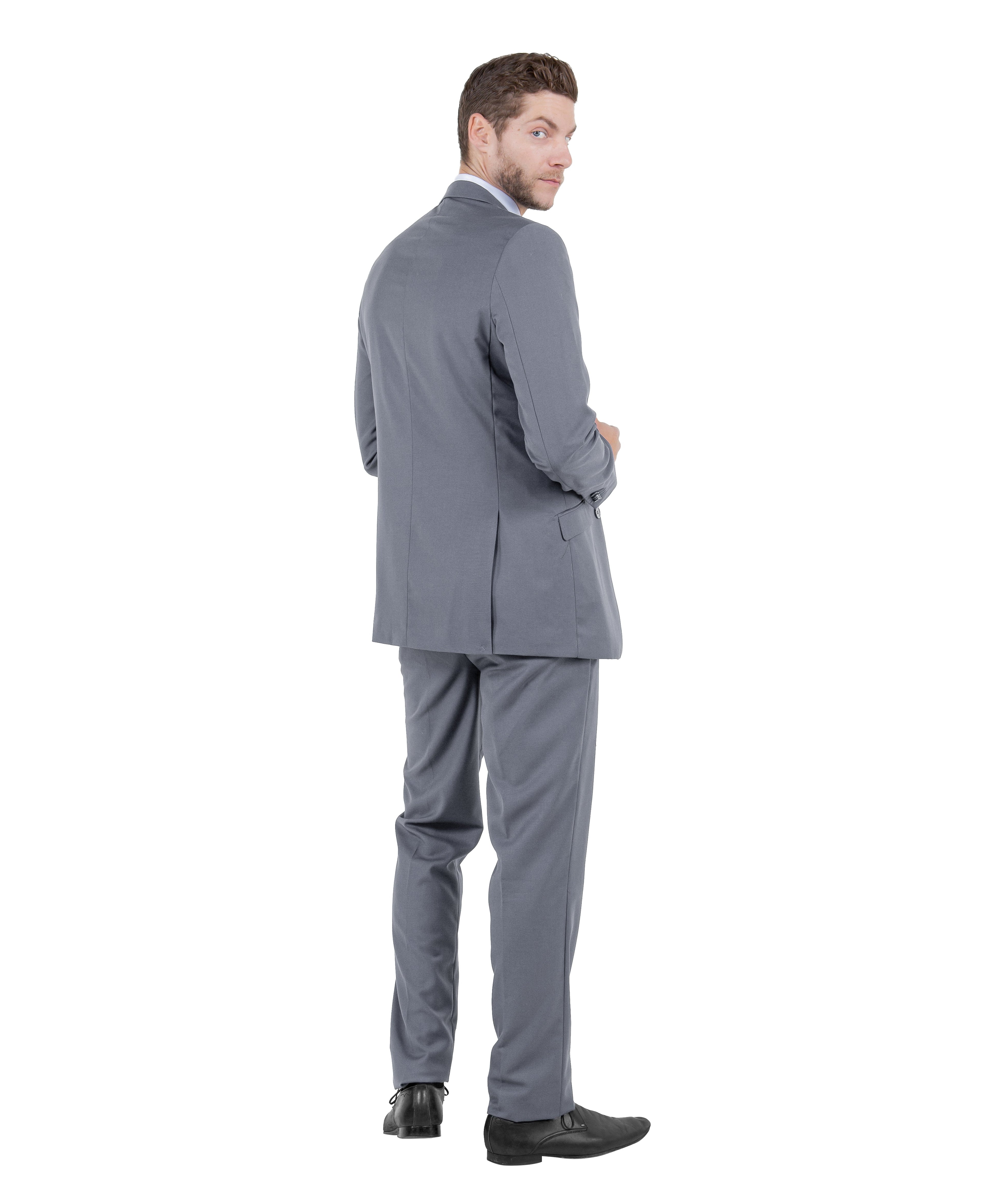 Black Men's Hybrid-Fit 3pc Paisley Suit w/ Wide Black Shawl Collar