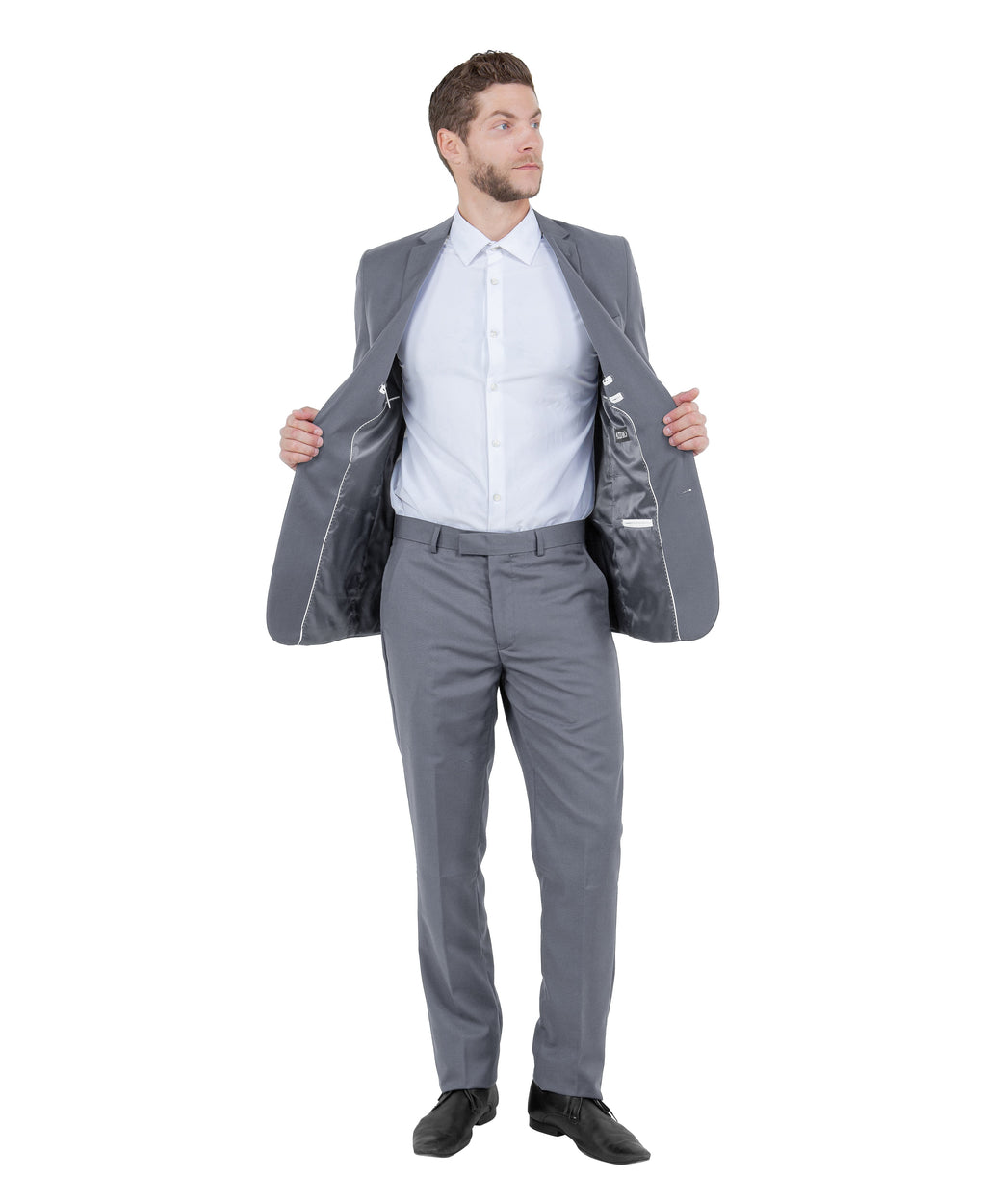 Black Men's Hybrid-Fit 3pc Paisley Suit w/ Wide Black Shawl Collar