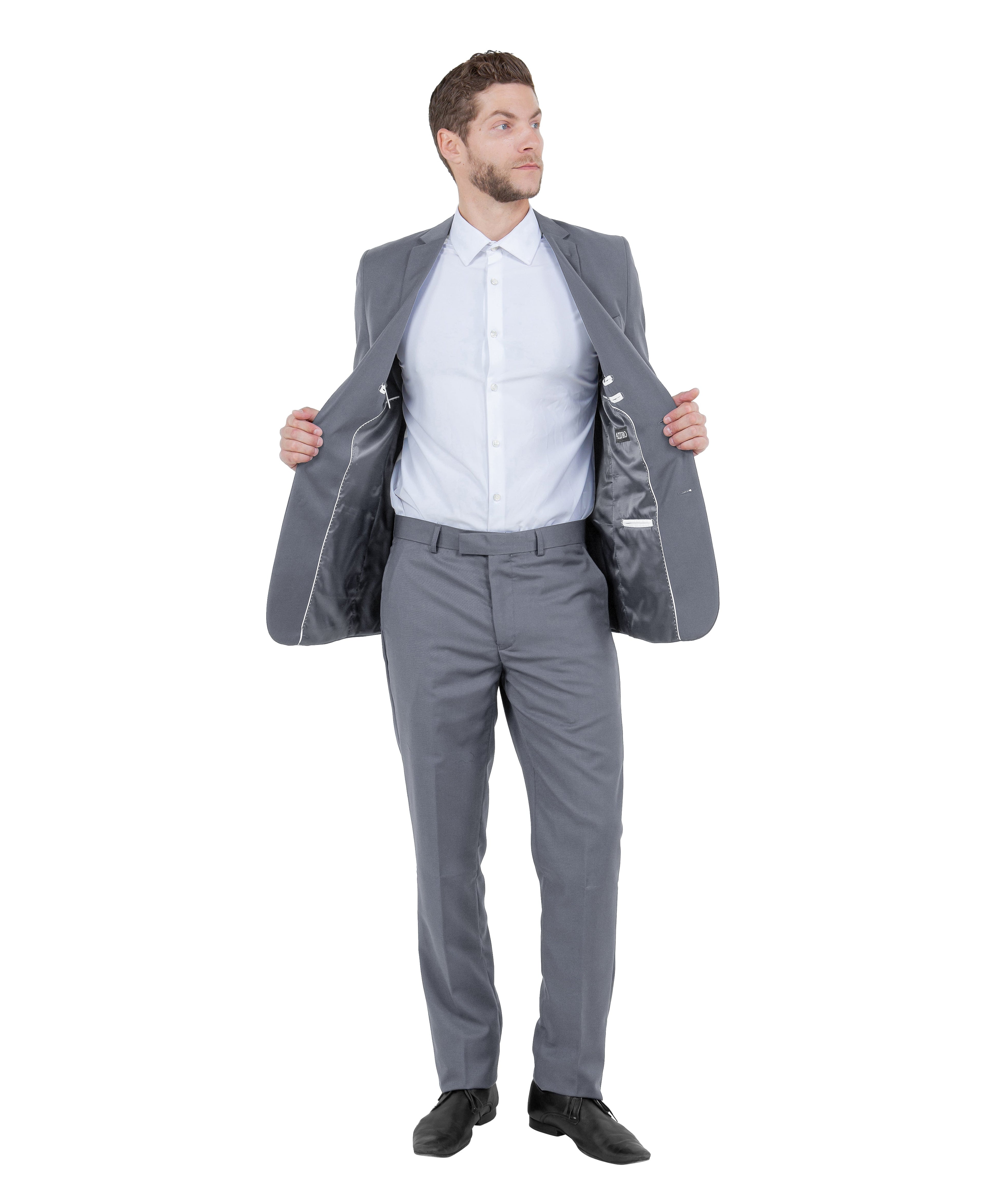 Black Men's Hybrid-Fit 3pc Paisley Suit w/ Wide Black Shawl Collar