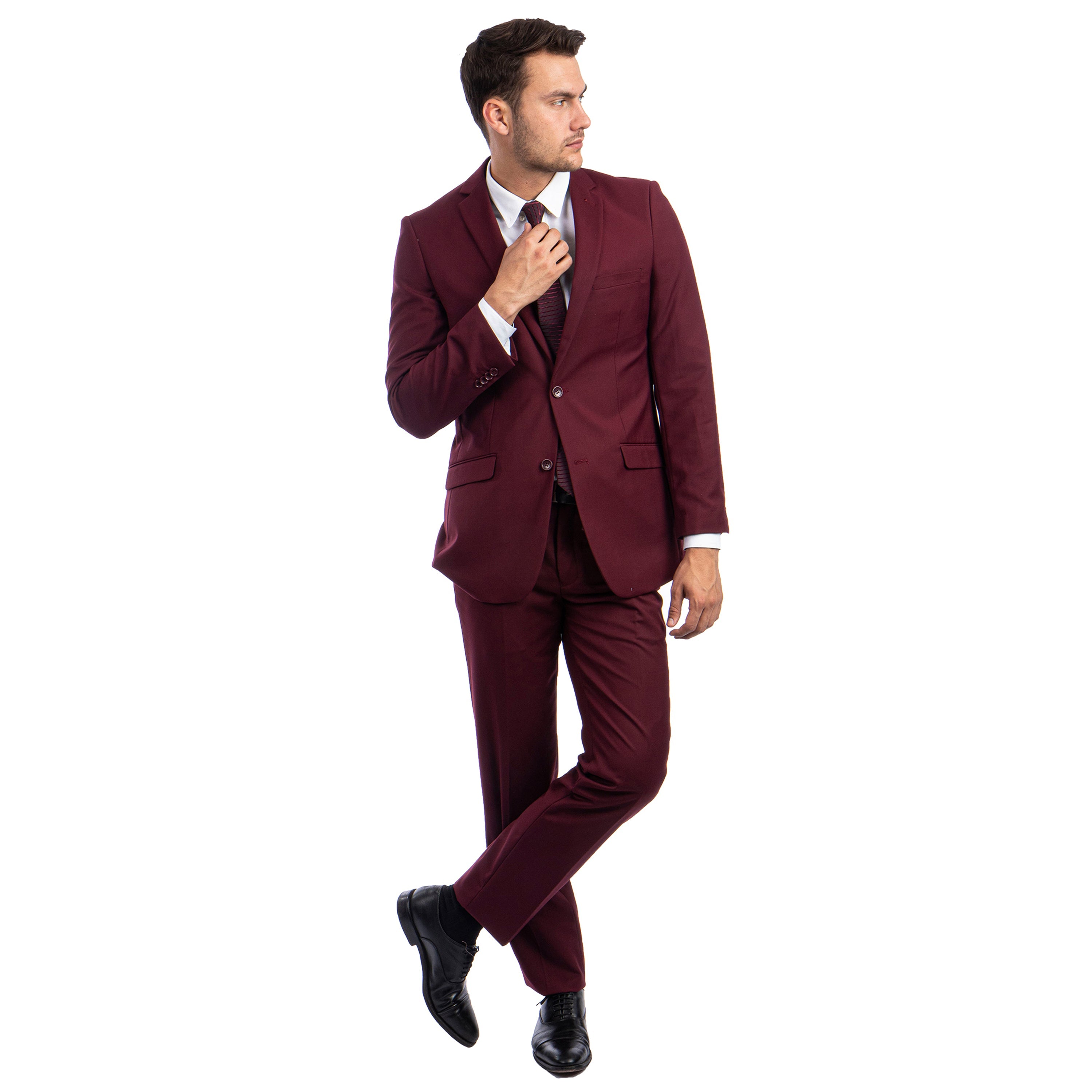Black Men's Hybrid-Fit 3pc Paisley Suit w/ Wide Black Shawl Collar