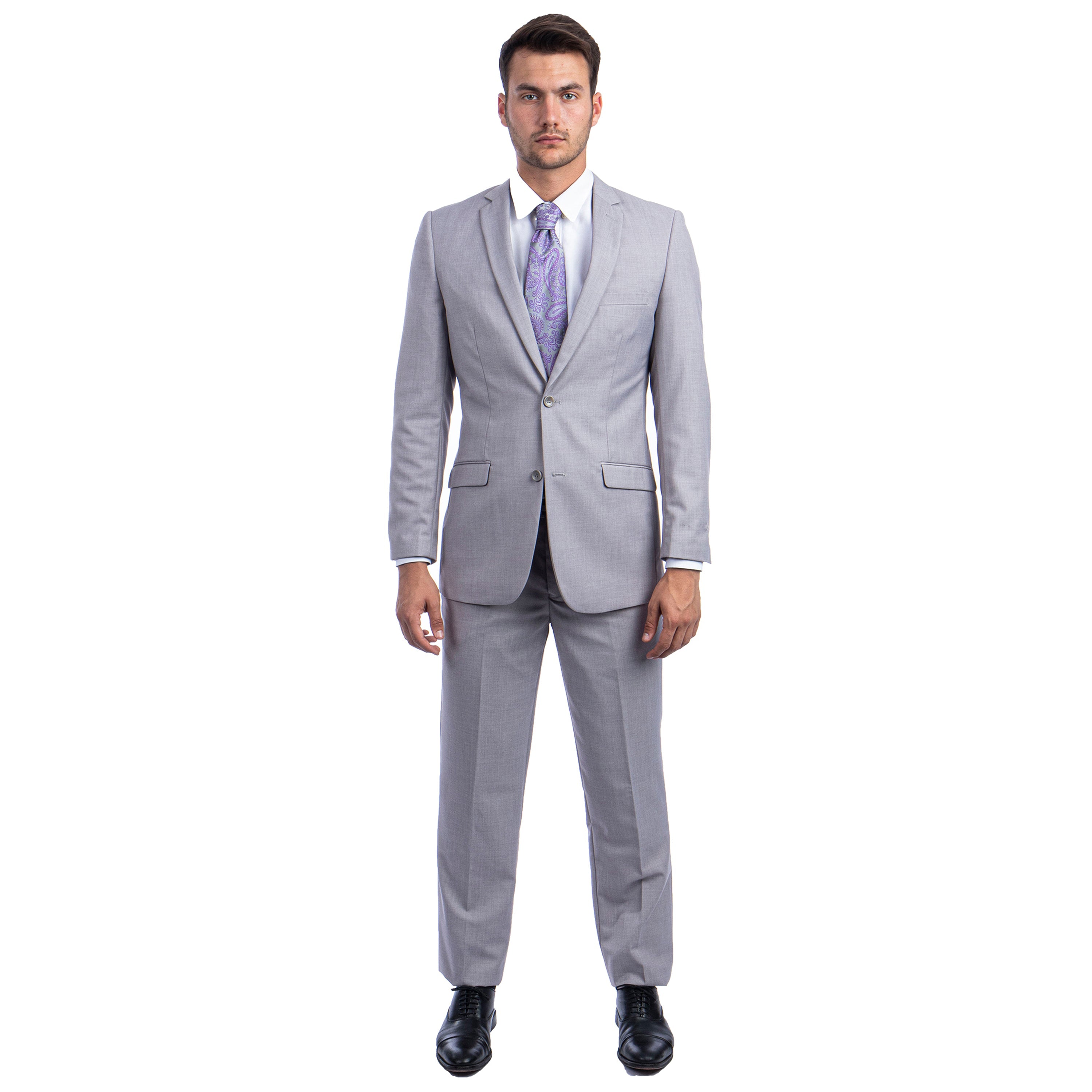 Black Men's Hybrid-Fit 3pc Paisley Suit w/ Wide Black Shawl Collar