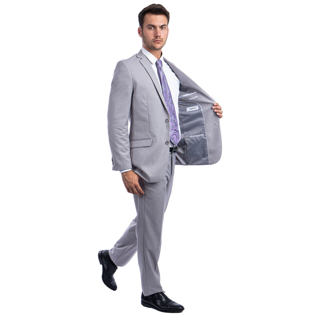 Black Men's Hybrid-Fit 3pc Paisley Suit w/ Wide Black Shawl Collar