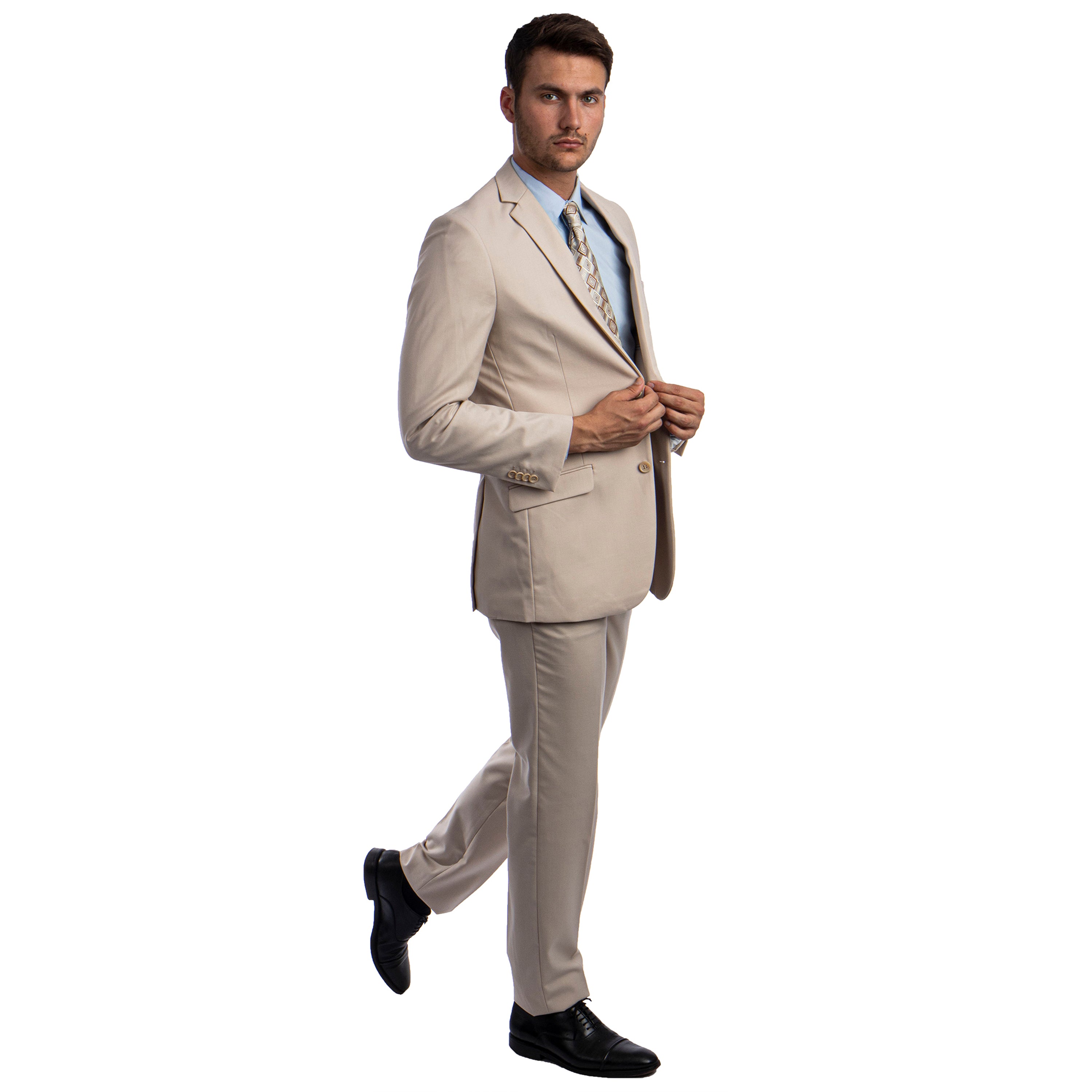 Black Men's Hybrid-Fit 3pc Paisley Suit w/ Wide Black Shawl Collar