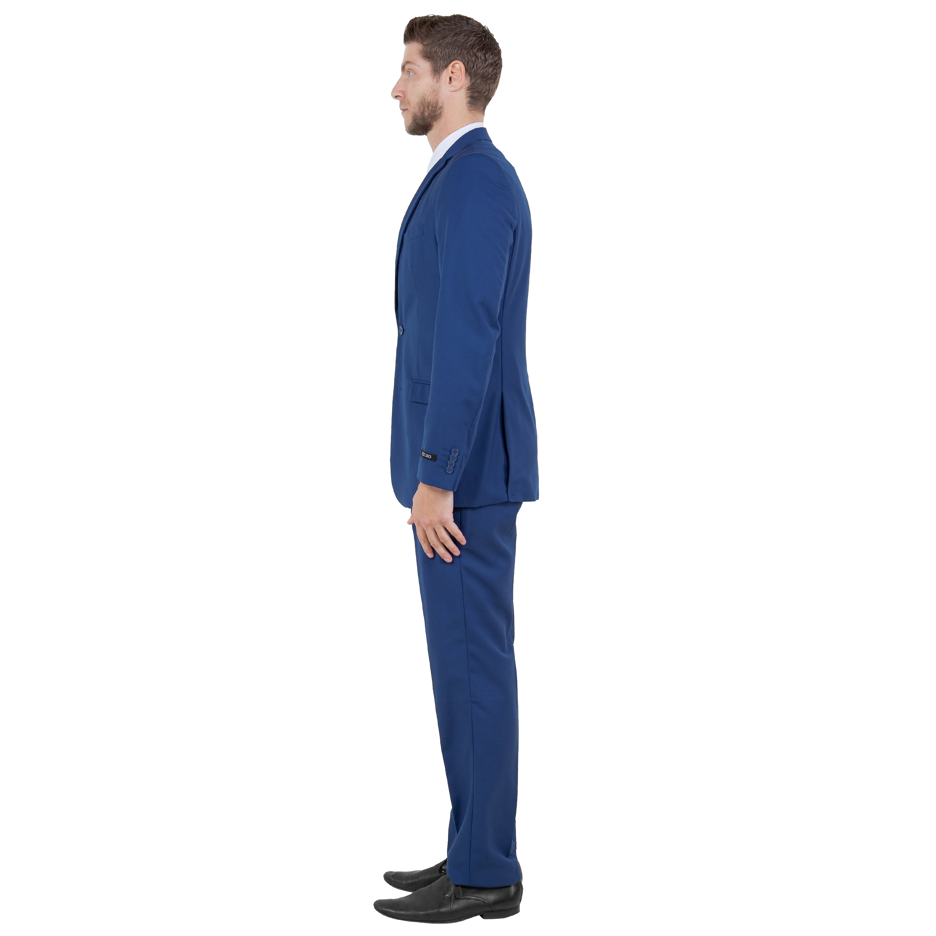 Black Men's Hybrid-Fit 3pc Paisley Suit w/ Wide Black Shawl Collar