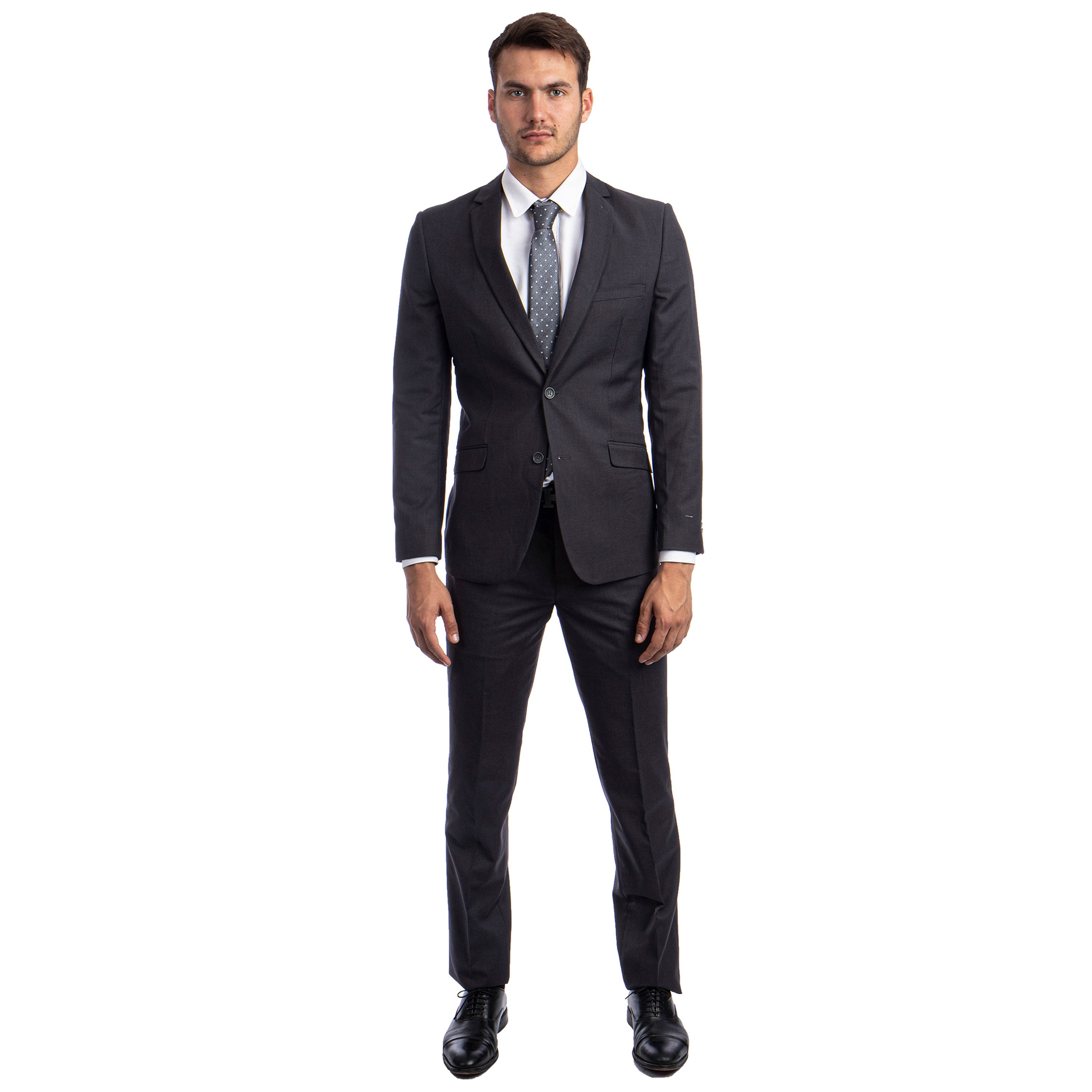 Black Men's Hybrid-Fit 3pc Paisley Suit w/ Wide Black Shawl Collar