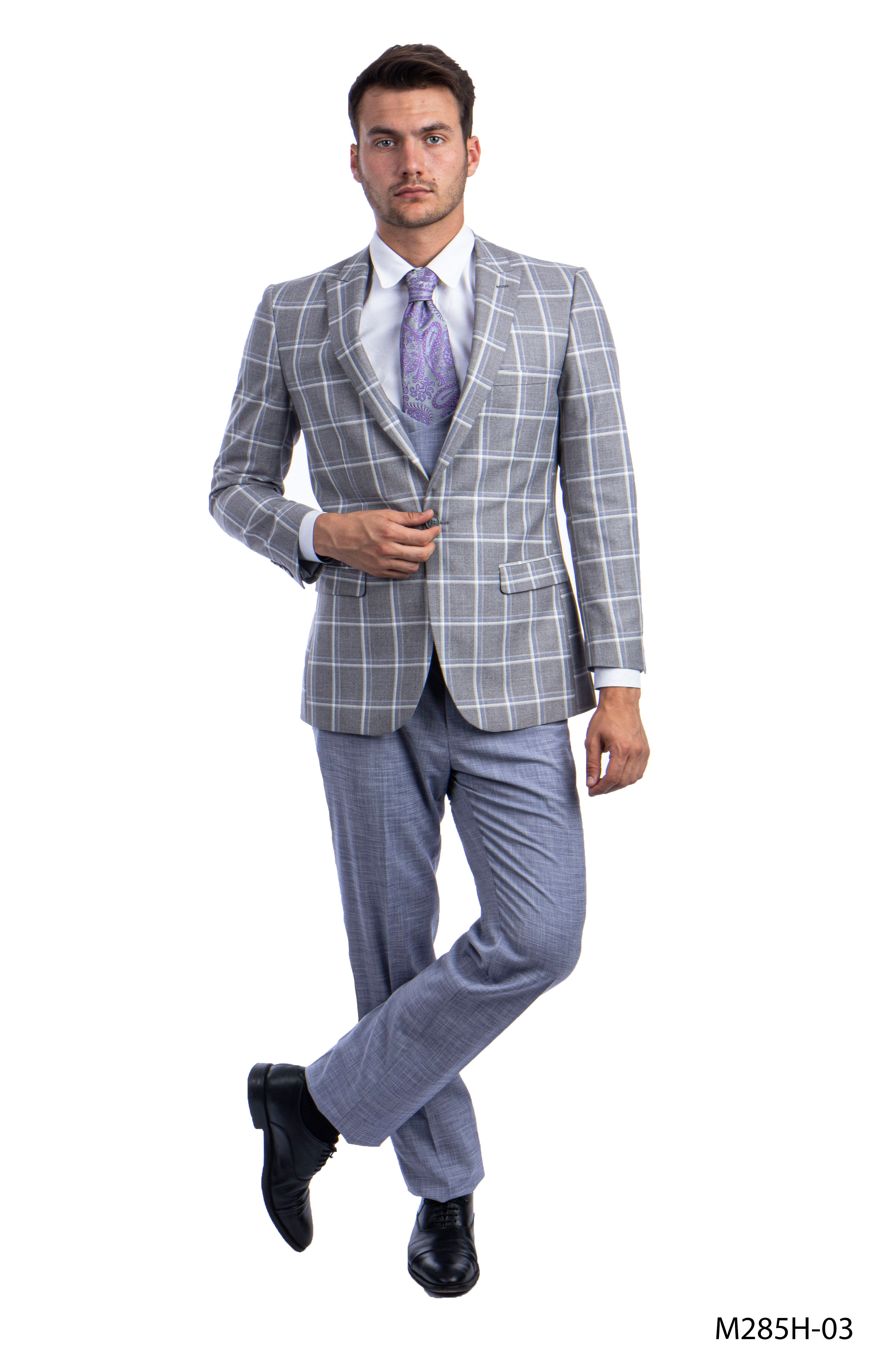 Gray/Blue Suit For Men Formal Suits For All Ocassions