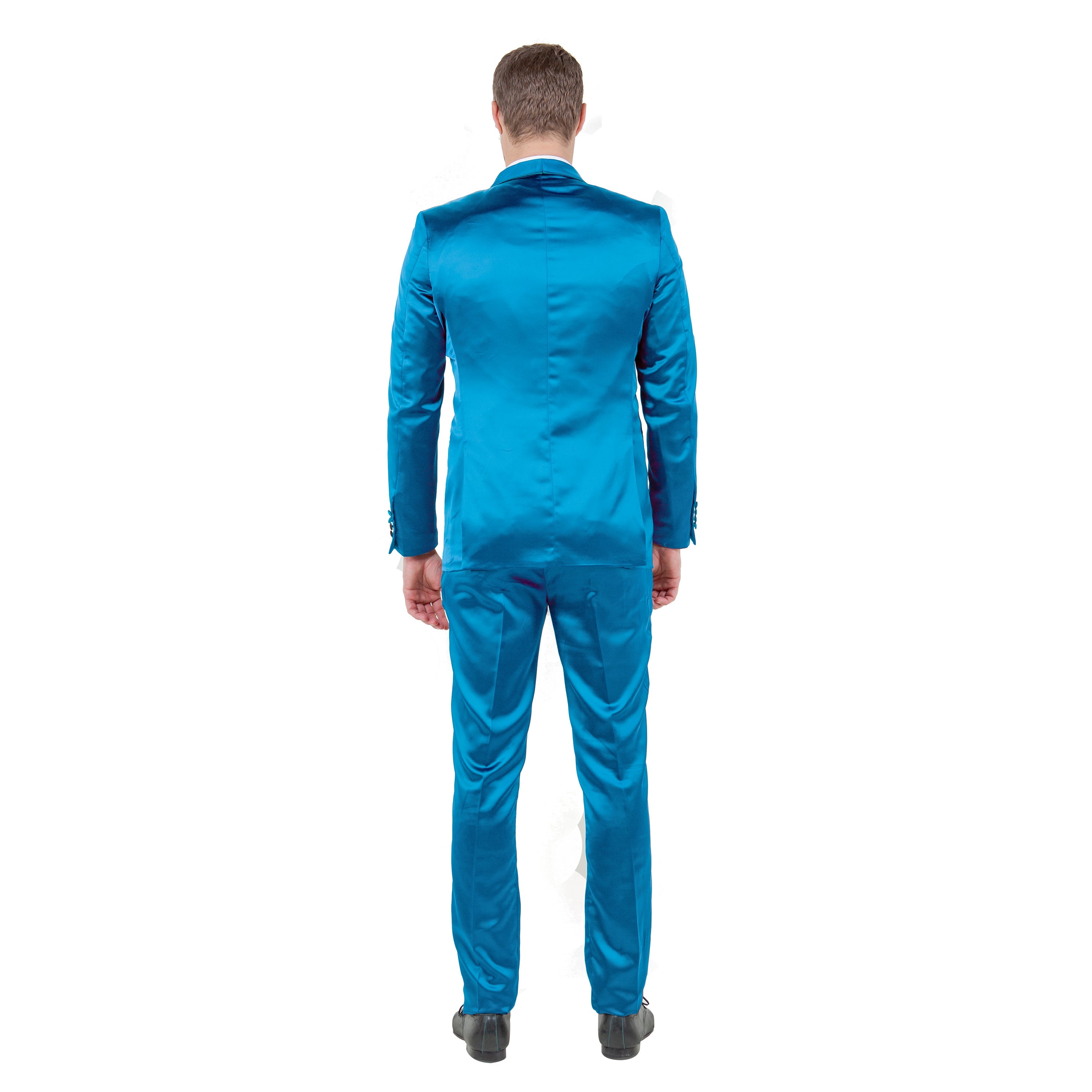 Mens 3pc Solid Satin Suit Set w/ Free Bowtie