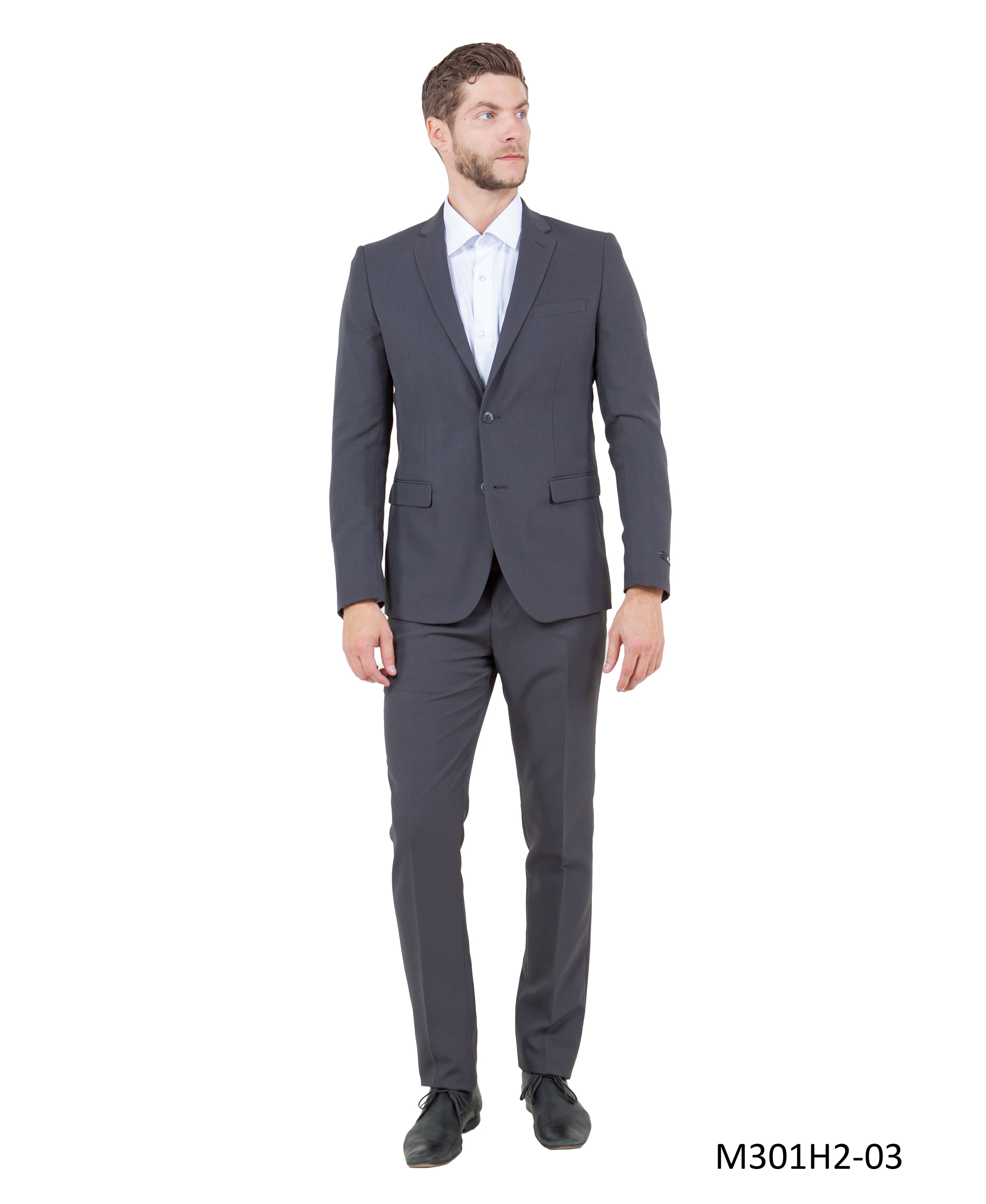 Black 2 PC 2 Button Hybrid FIt Mens-suit