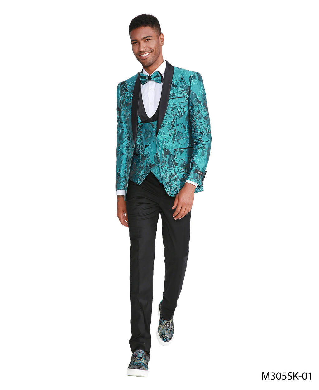 Men's Suit 3pc Paisley Satin Shawl Lapel With Matching Solid Satin Pants & Collared Double Breasted Vest For All Occasions