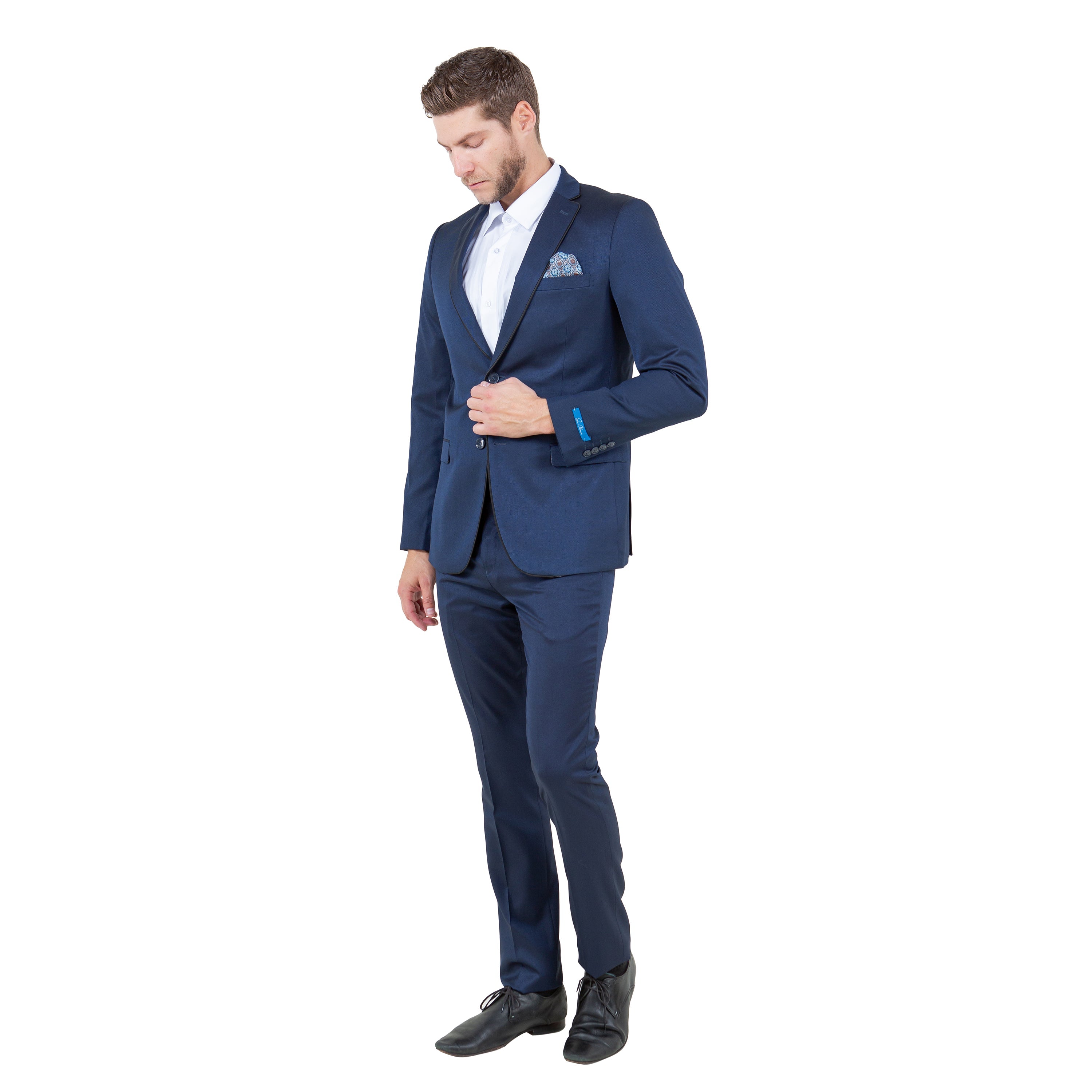 Brown 2 PC Birdseye Suit Skinny Fit Suits