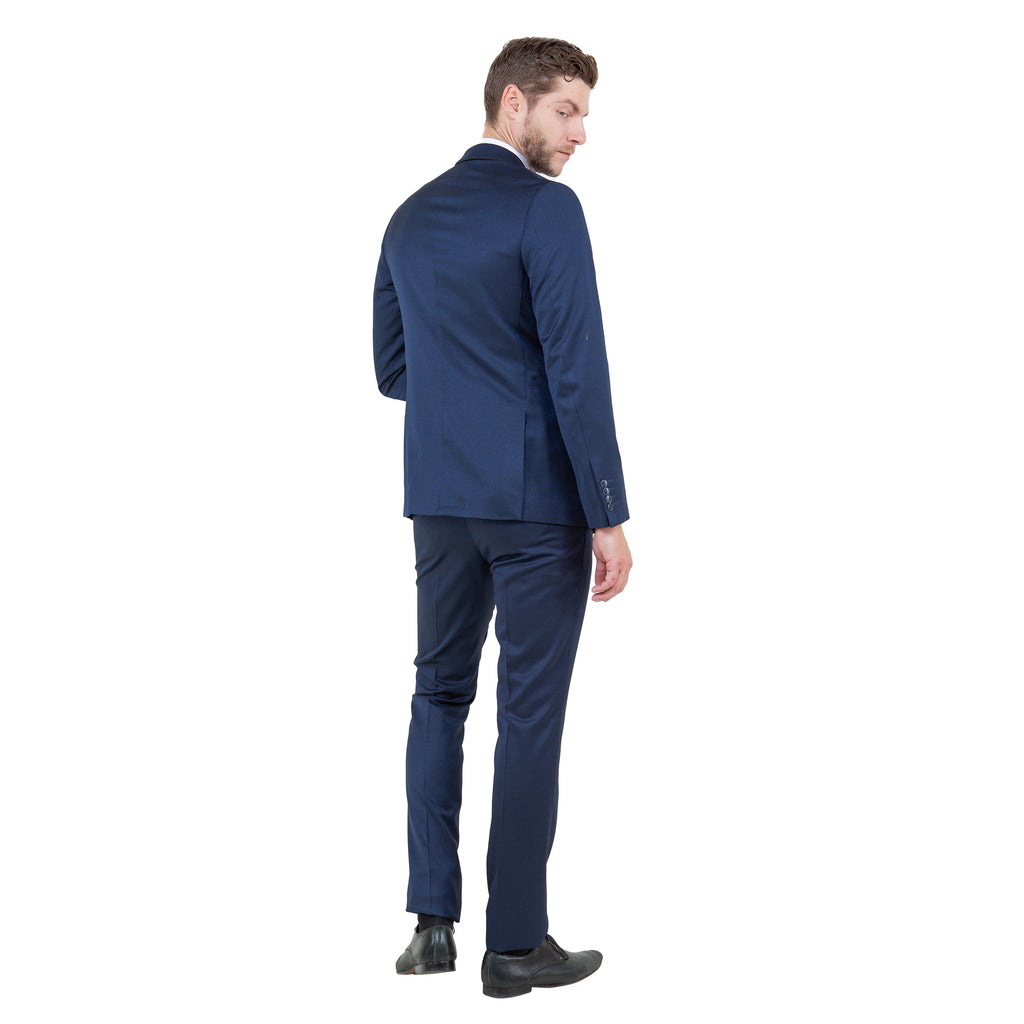 Brown 2 PC Birdseye Suit Skinny Fit Suits