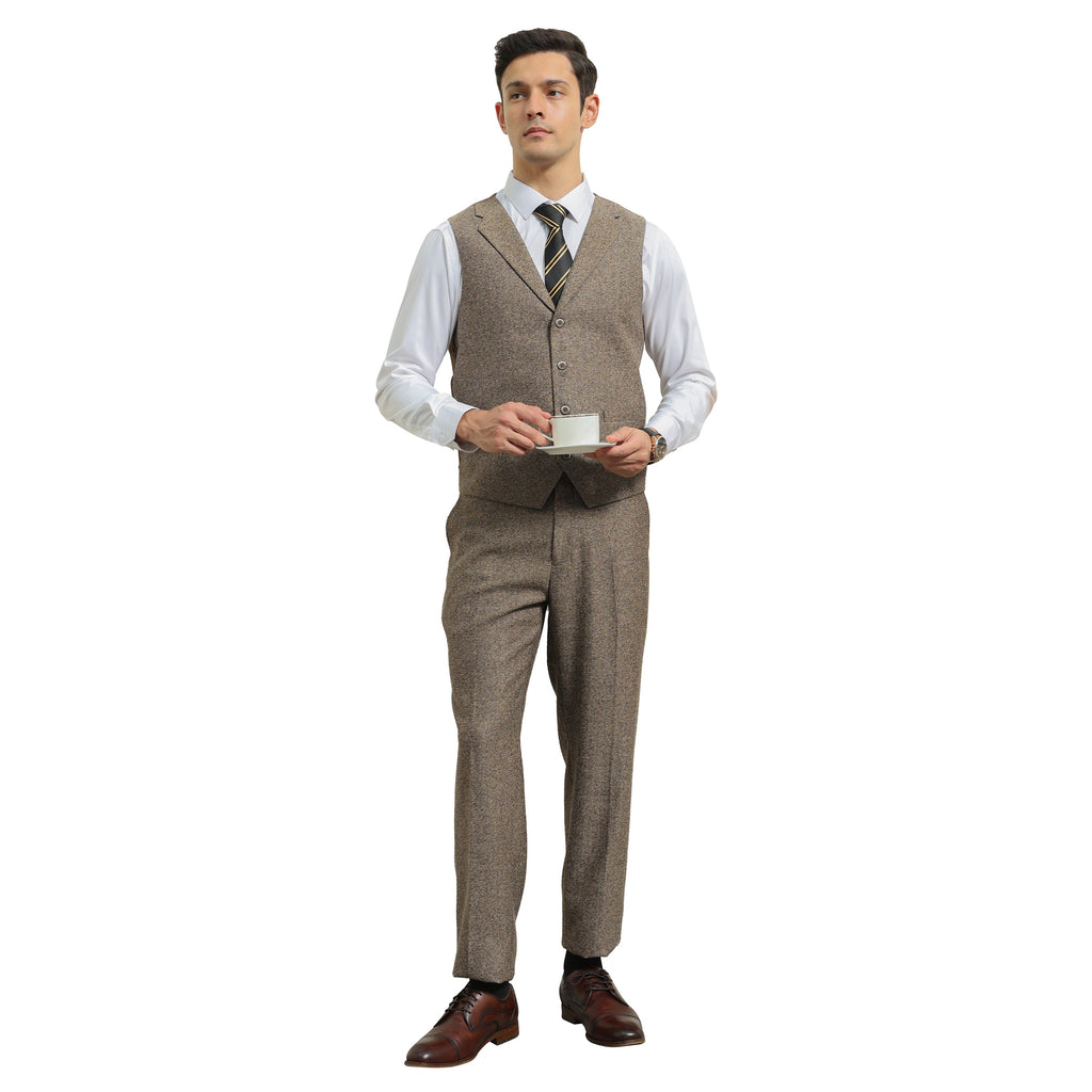 3PC Tweed Suit w/ Expandable Waistband,Grey
