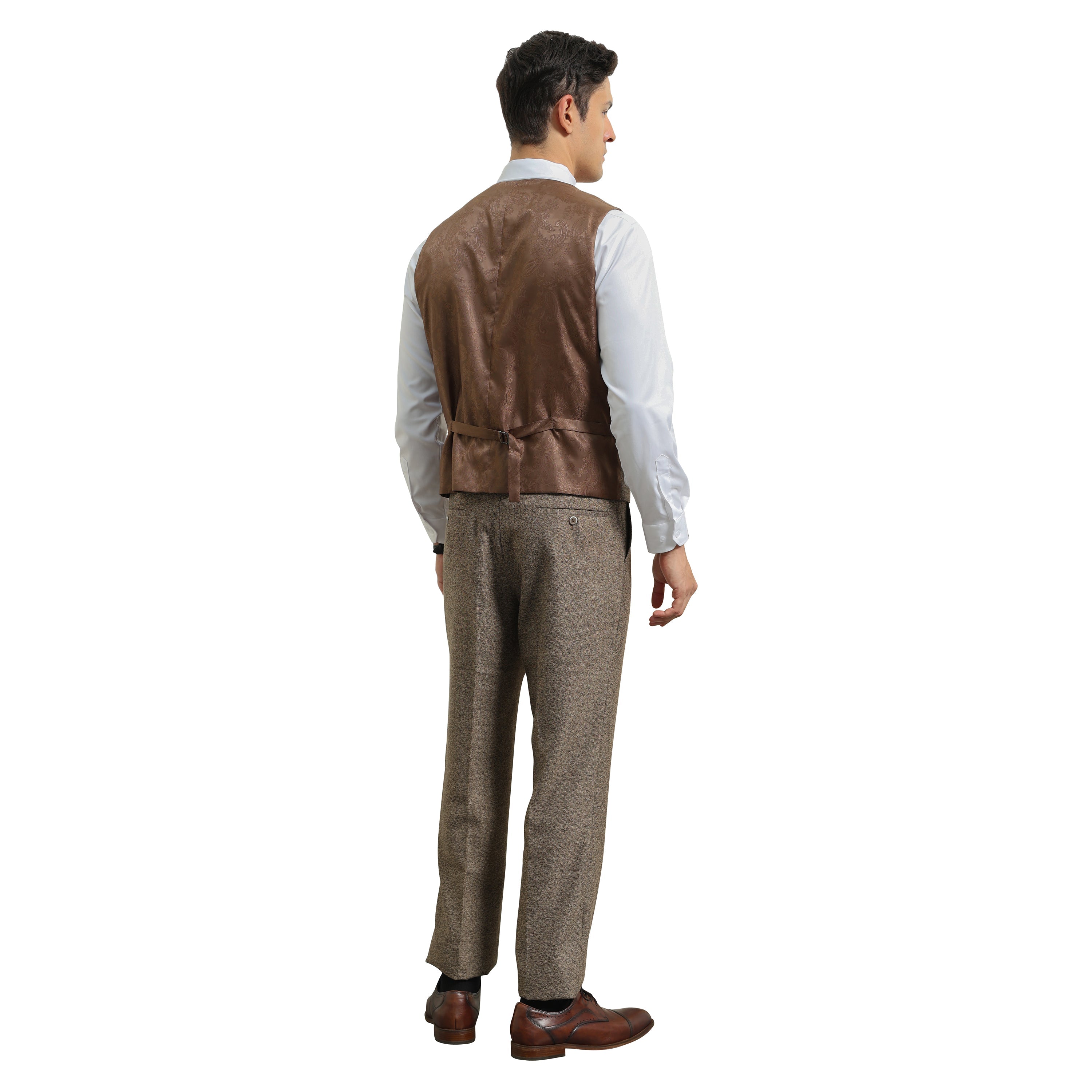 3PC Tweed Suit w/ Expandable Waistband,Grey