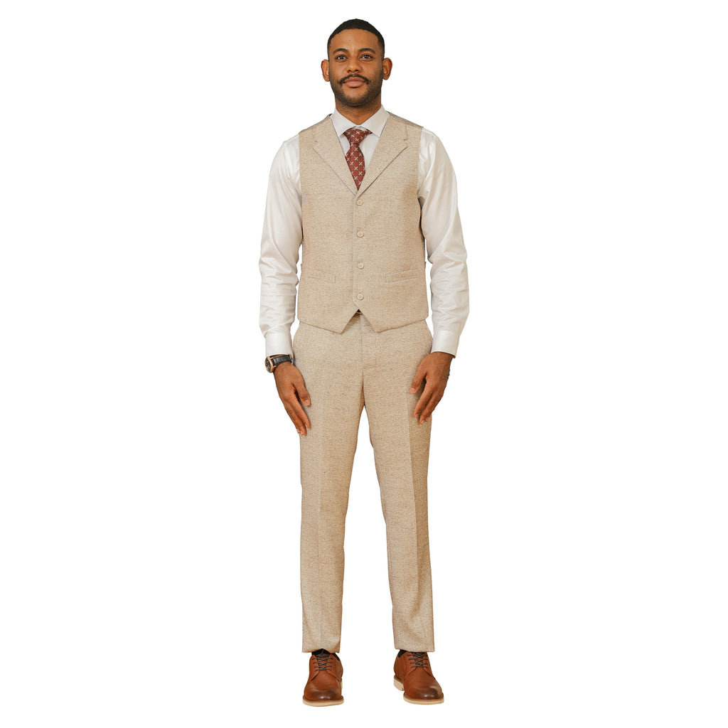 3PC Tweed Suit w/ Expandable Waistband,Grey