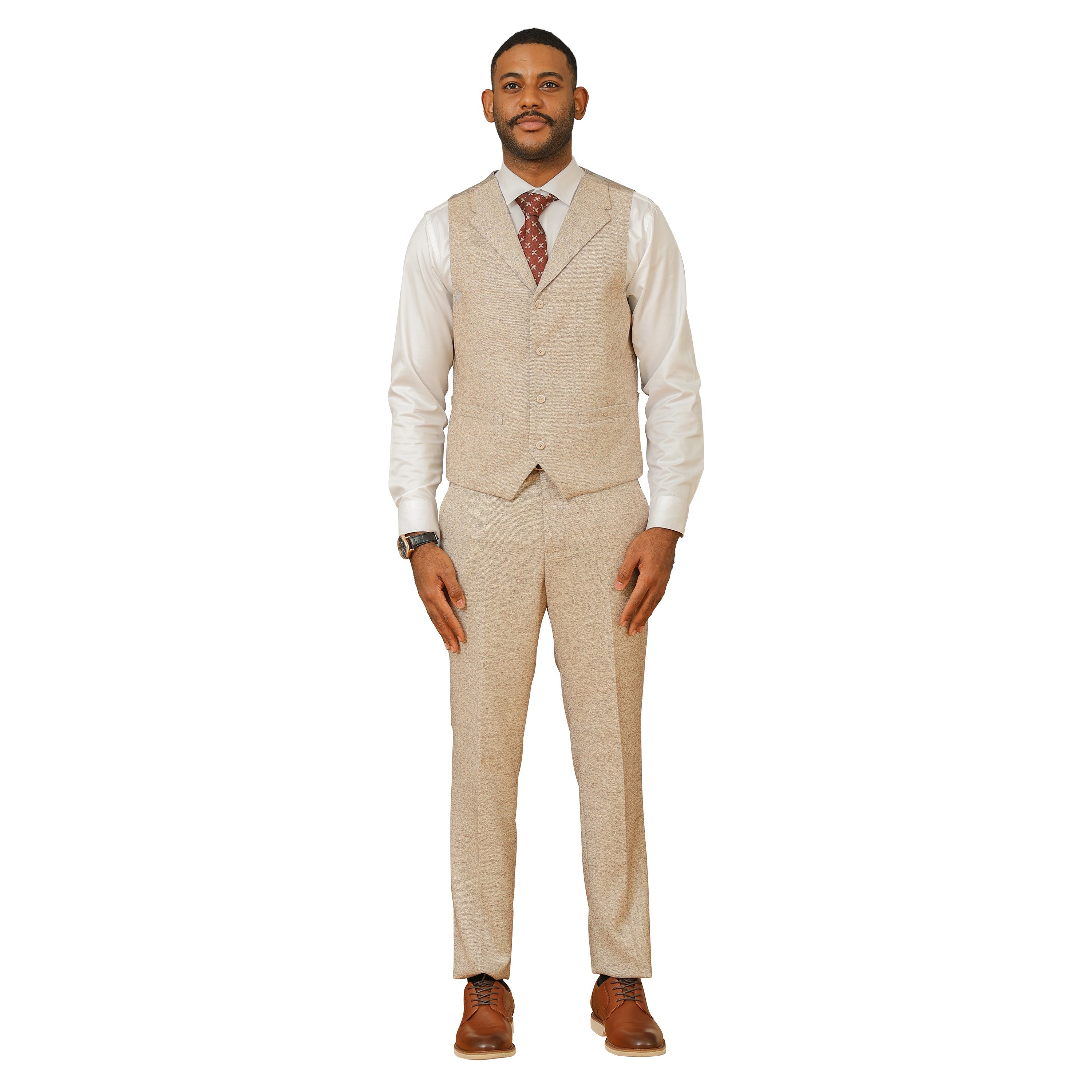 3PC Tweed Suit w/ Expandable Waistband,Grey