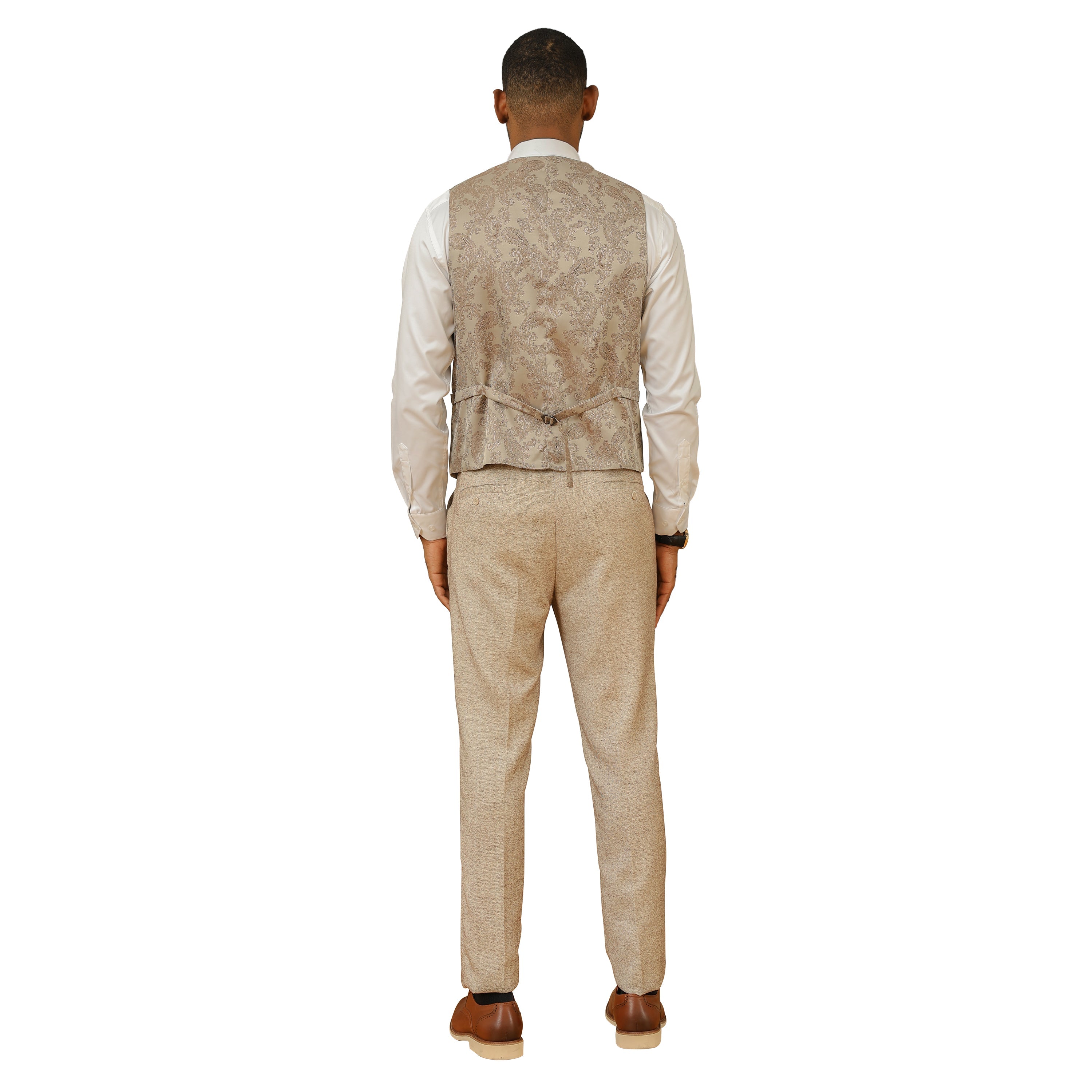 3PC Tweed Suit w/ Expandable Waistband,Grey