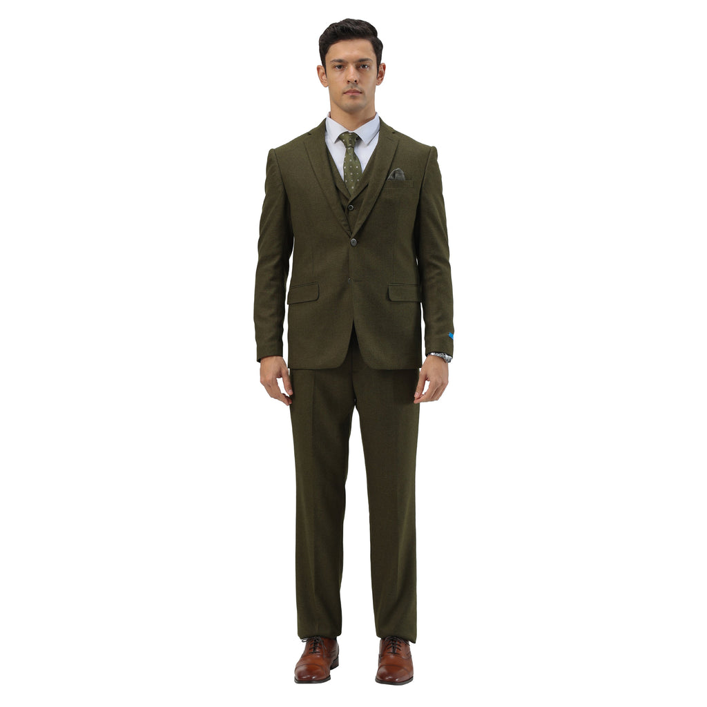 3PC Tweed Suit w/ Expandable Waistband,Grey