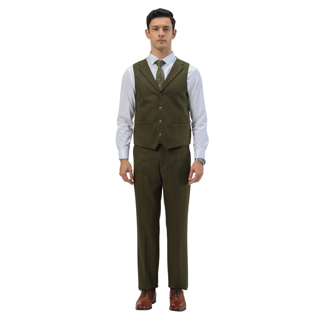 3PC Tweed Suit w/ Expandable Waistband,Grey