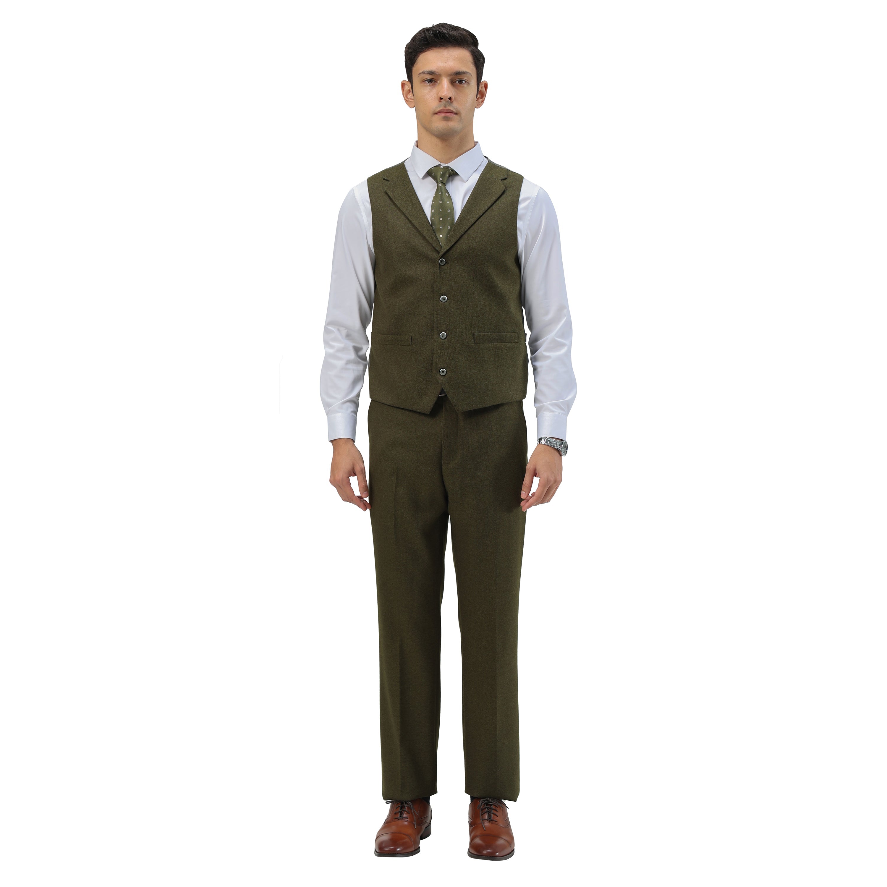 3PC Tweed Suit w/ Expandable Waistband,Grey