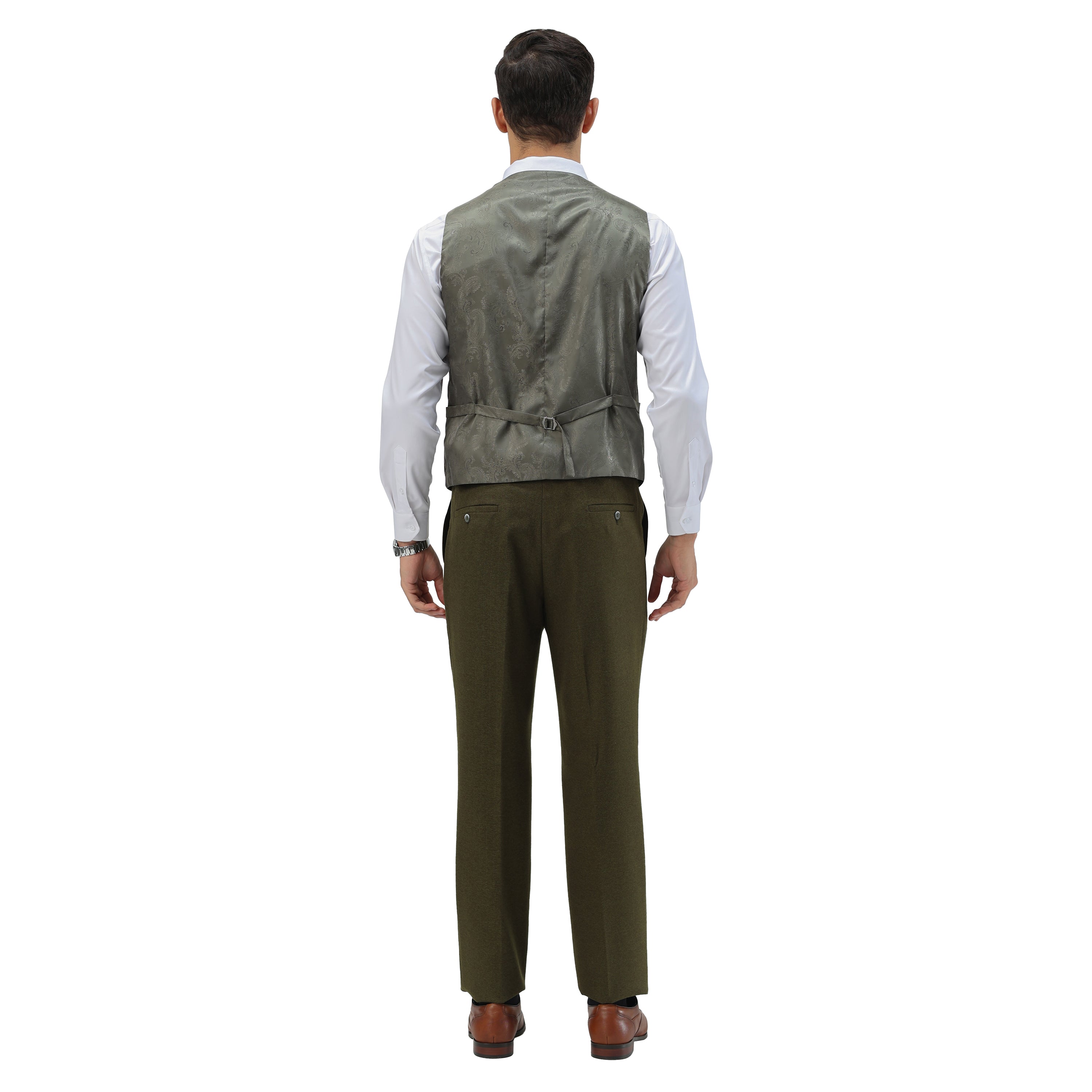 3PC Tweed Suit w/ Expandable Waistband,Grey