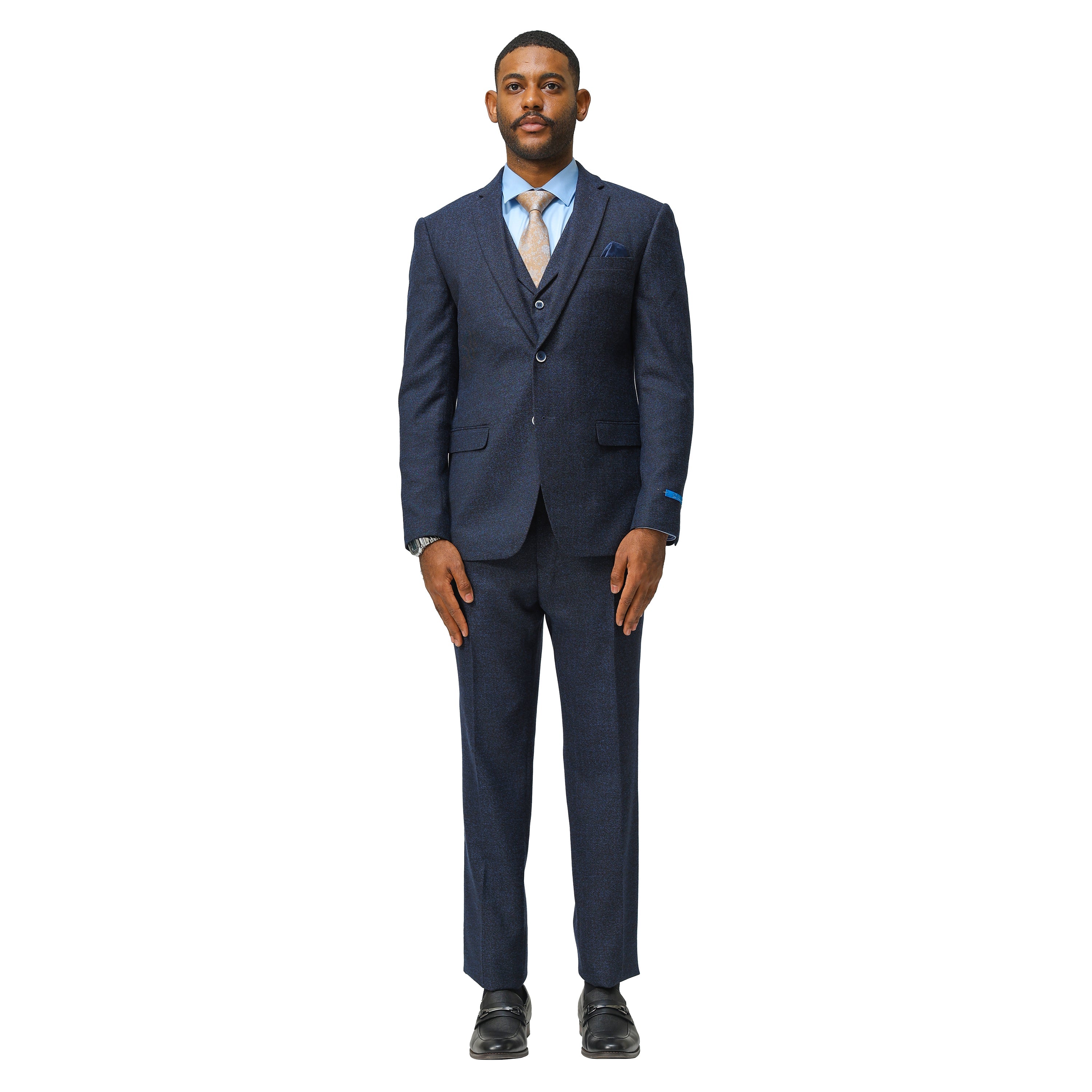 3PC Tweed Suit w/ Expandable Waistband,Grey