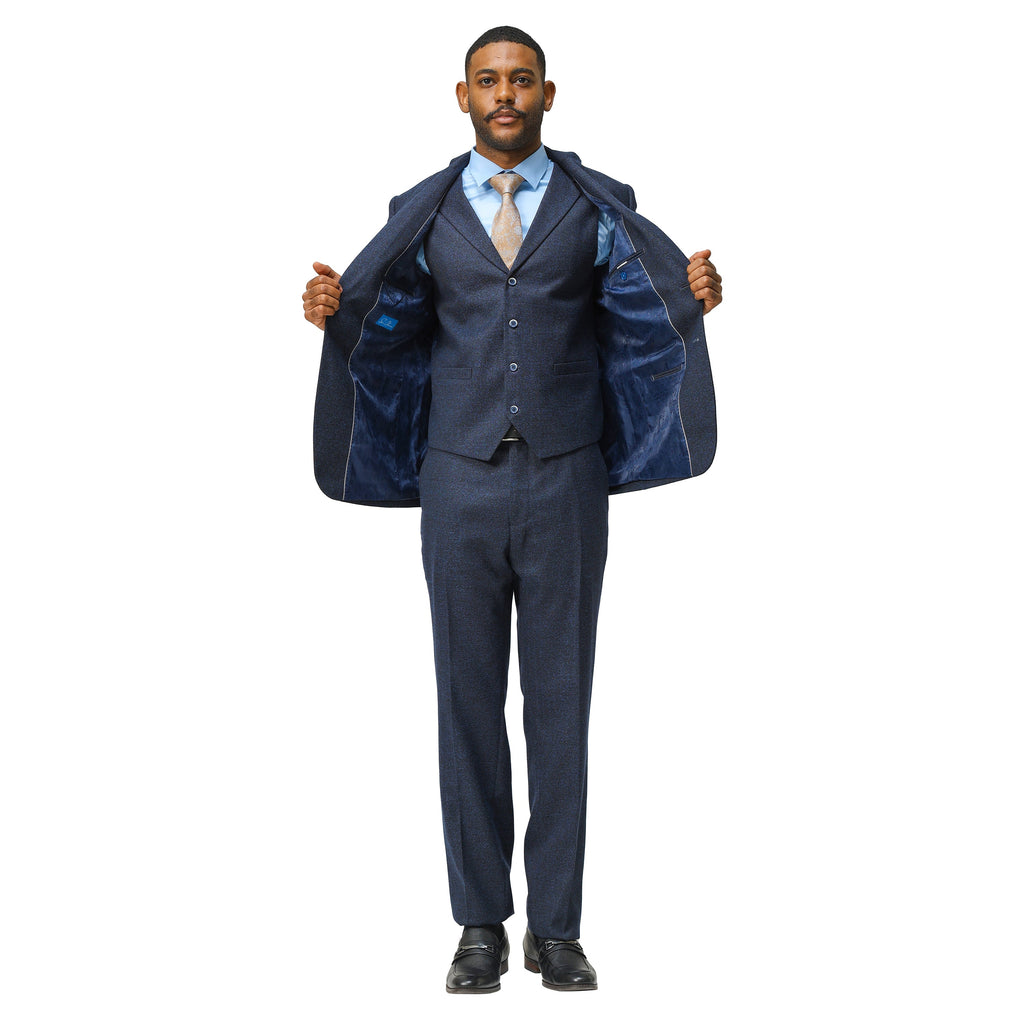 3PC Tweed Suit w/ Expandable Waistband,Grey
