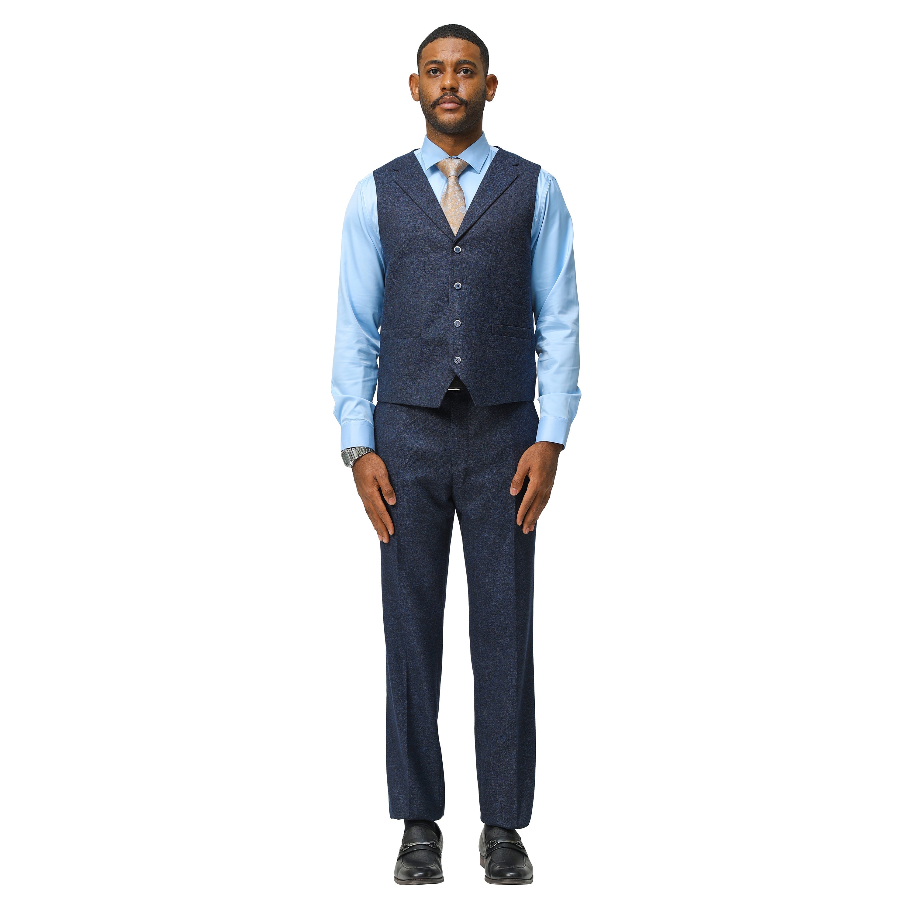 3PC Tweed Suit w/ Expandable Waistband,Grey