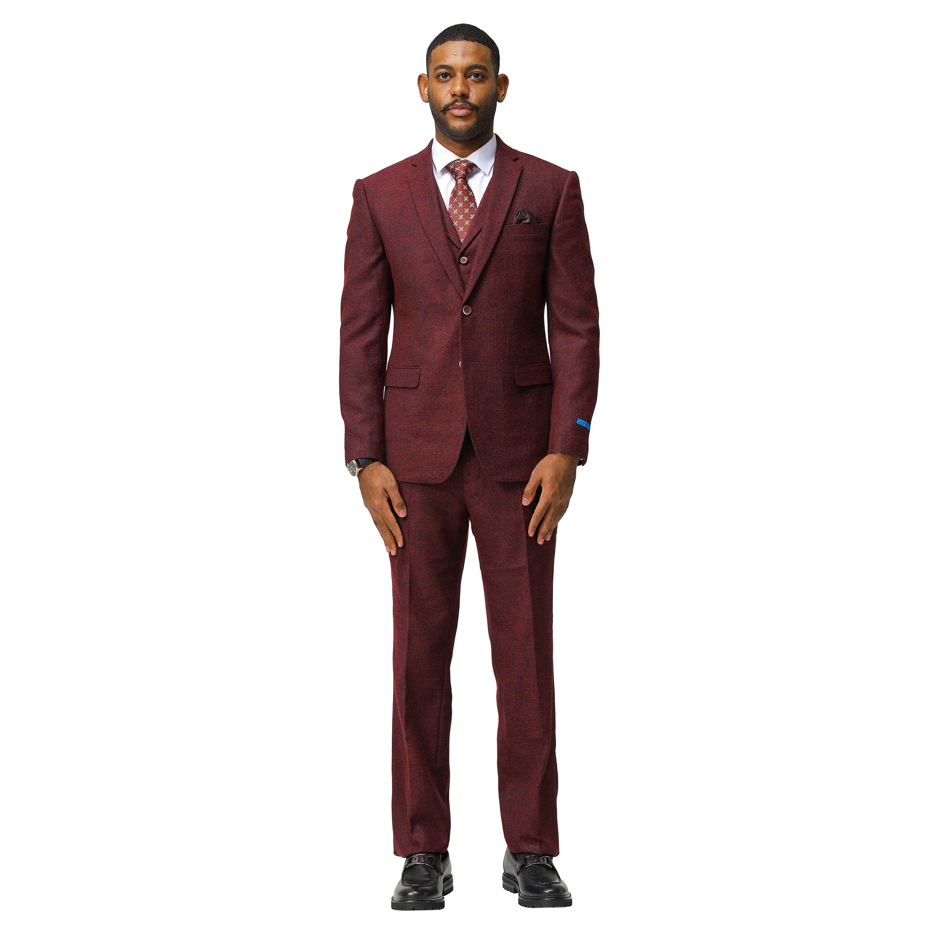 3PC Tweed Suit w/ Expandable Waistband,Grey