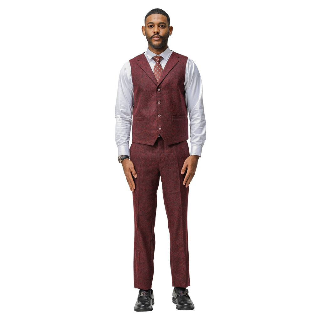 3PC Tweed Suit w/ Expandable Waistband,Grey