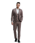 Mens Suit 3pc Plaid Peak Lapel Suit With Matching Double Breasted Vest & Pants For All Ocassions