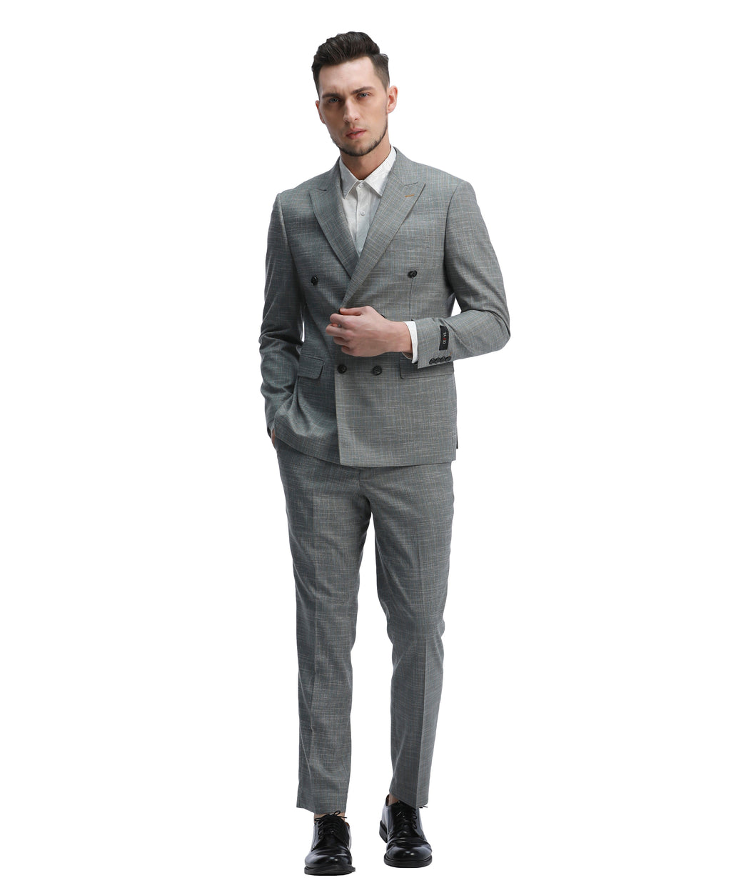 Mens Suit 2pc Double Breasted Pinstripe Peak Lapel Suit With Matching Pants For All Ocassions